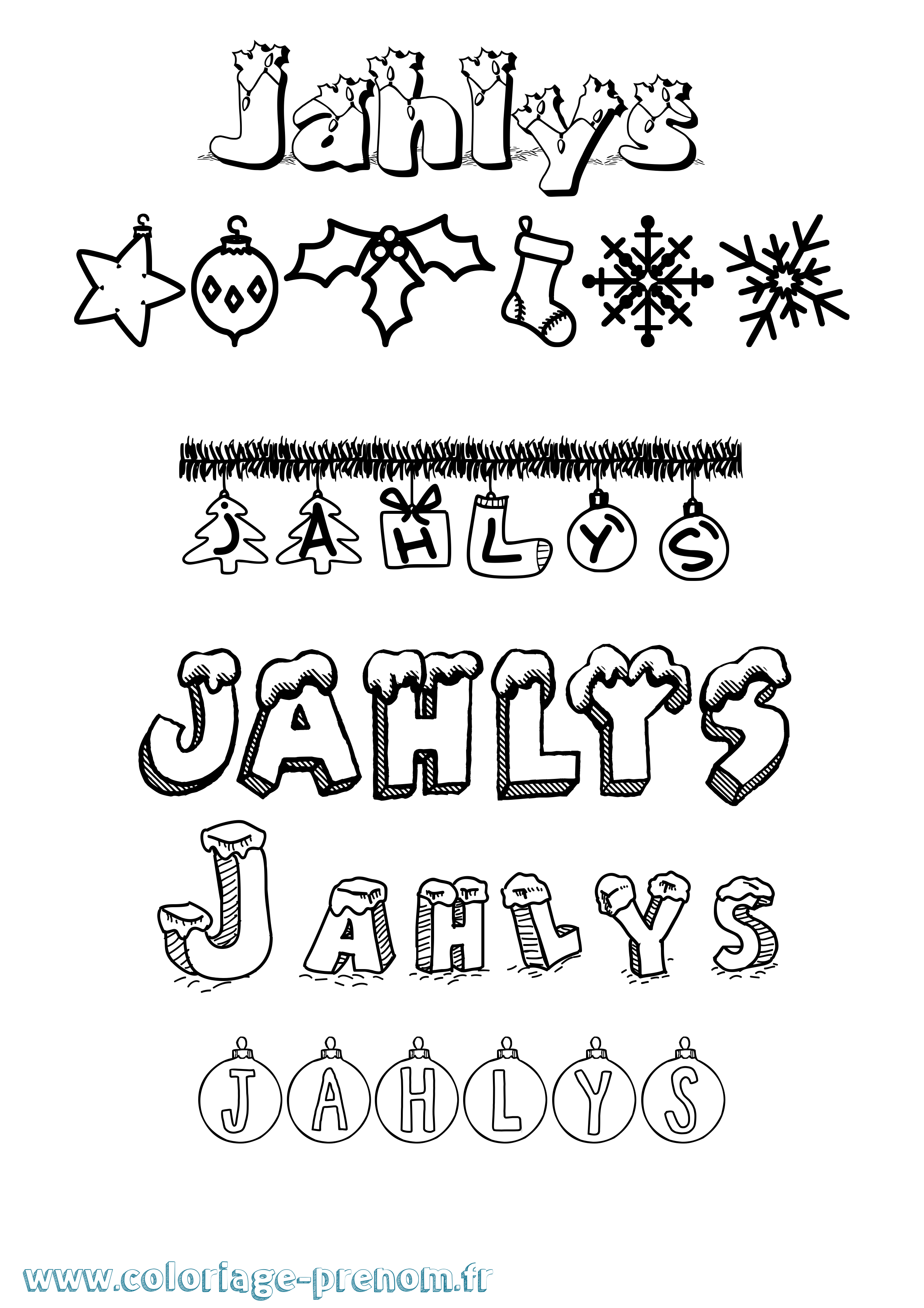 Coloriage Jahlys Noël Coloriage prénom Jahlys Noël