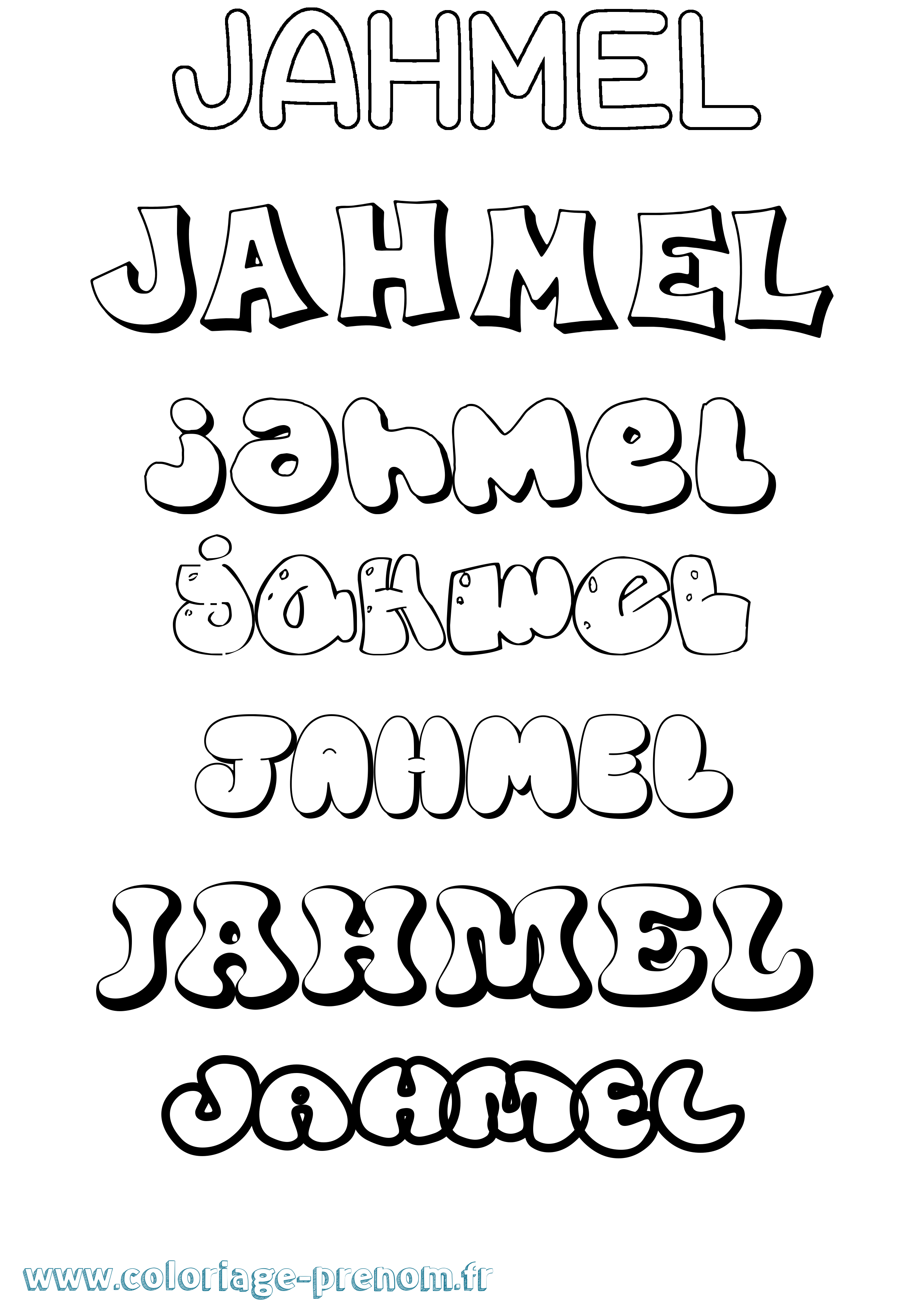 Coloriage prénom Jahmel Bubble