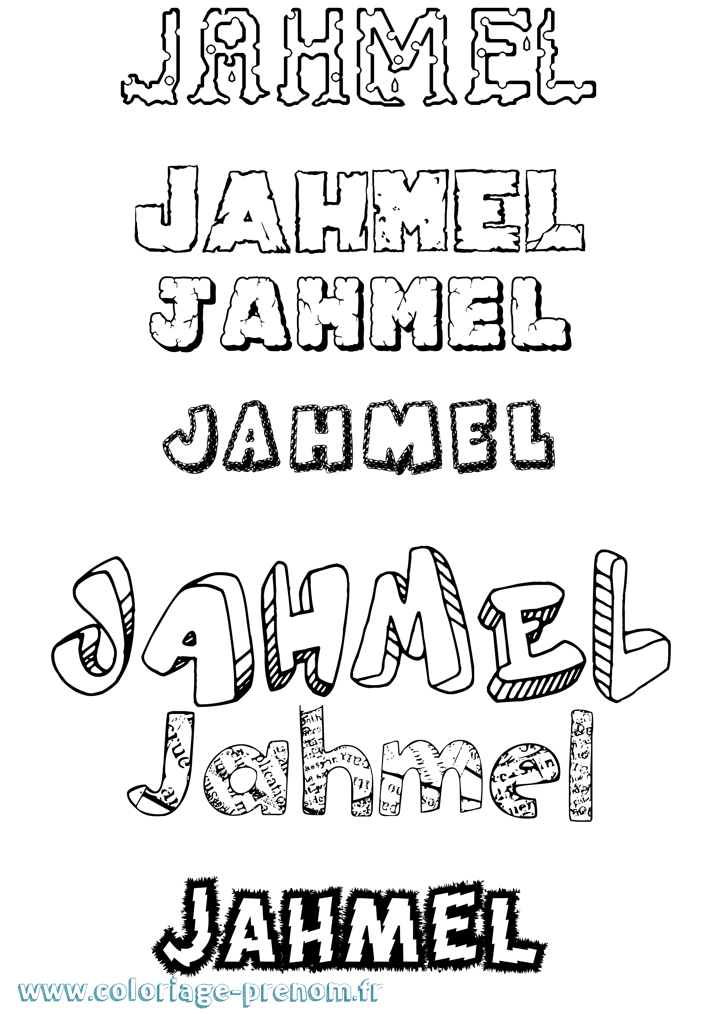 Coloriage prénom Jahmel Destructuré