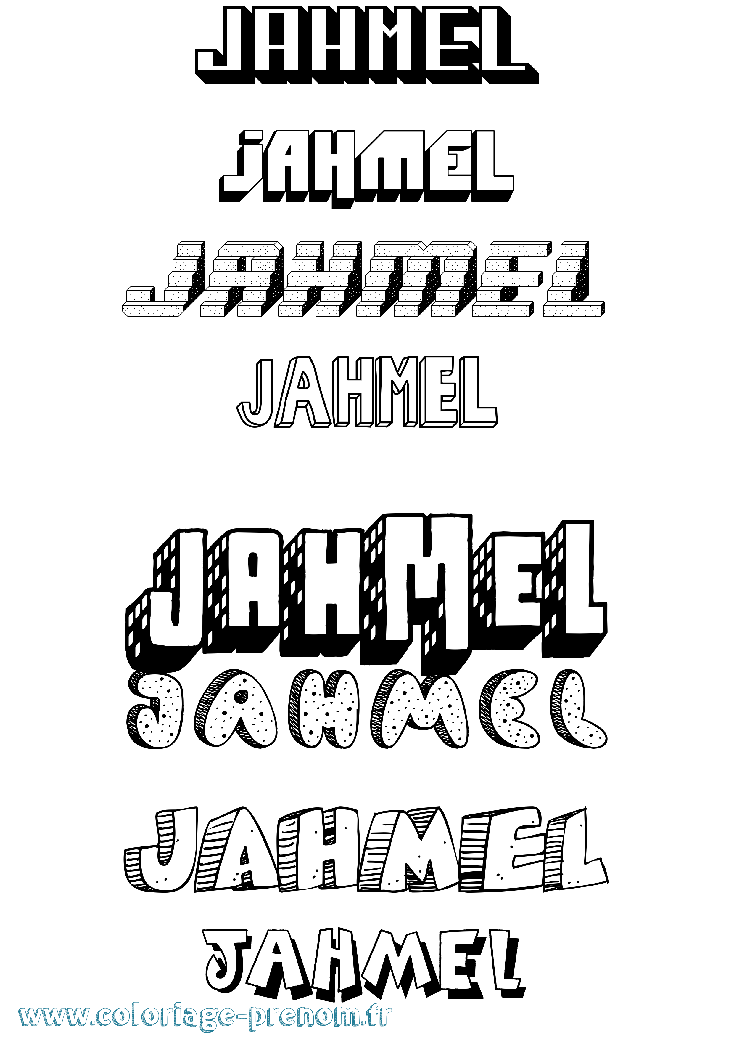 Coloriage prénom Jahmel Effet 3D