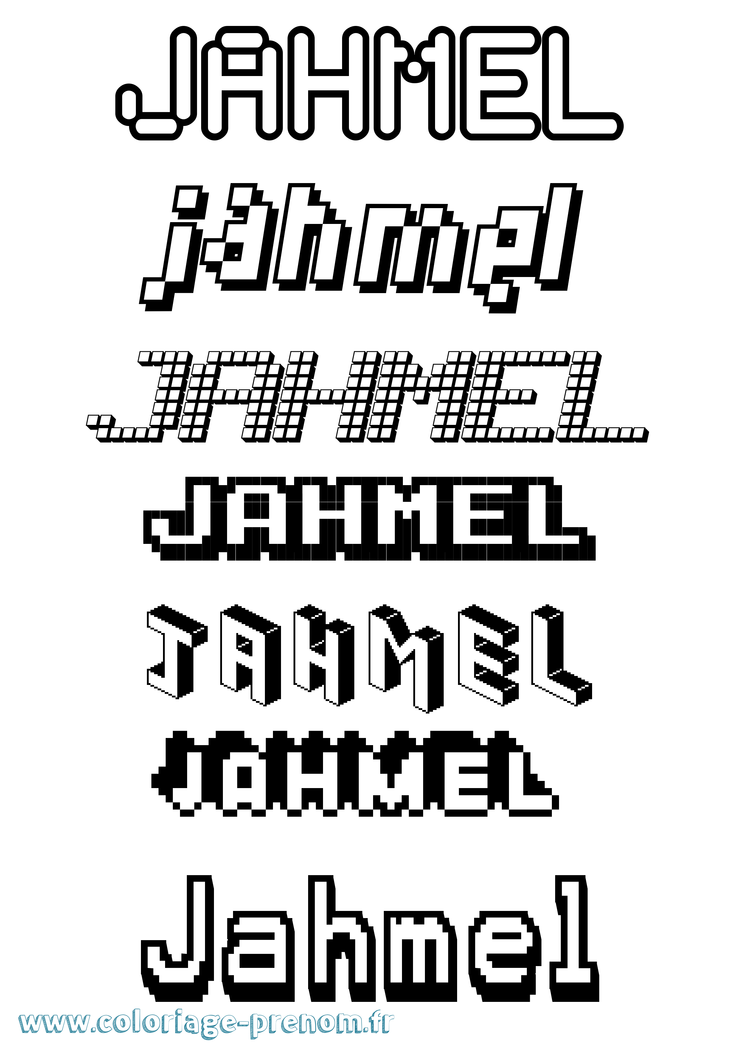 Coloriage prénom Jahmel Pixel