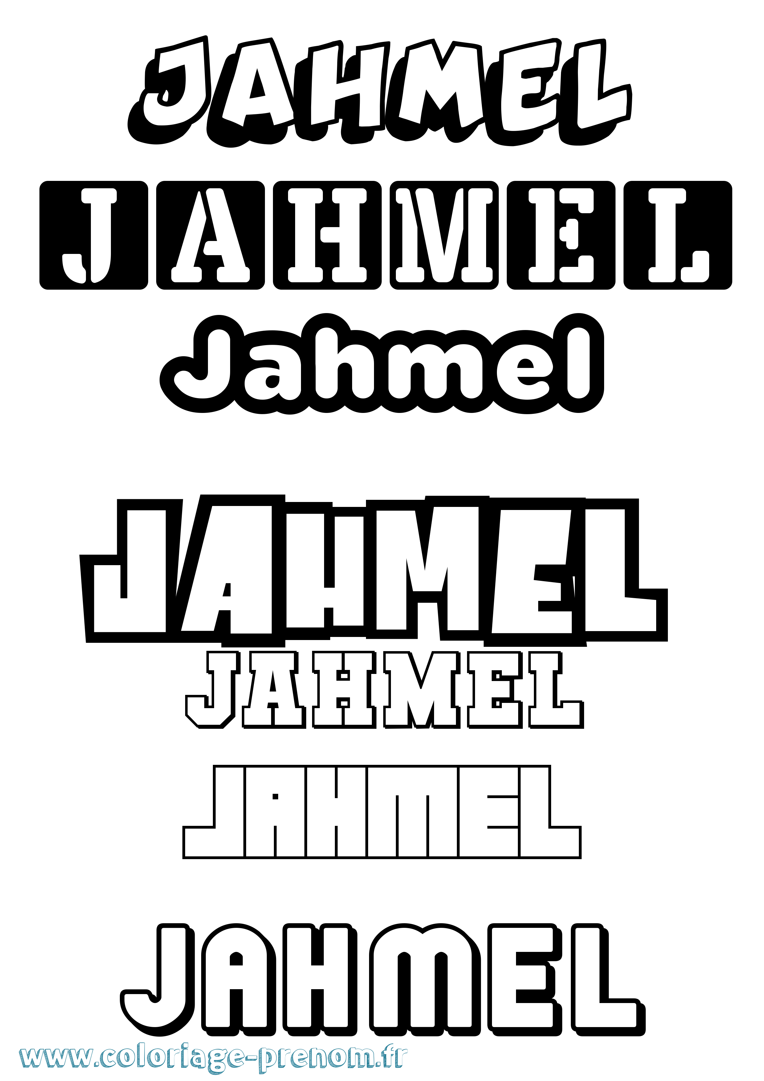 Coloriage prénom Jahmel Simple