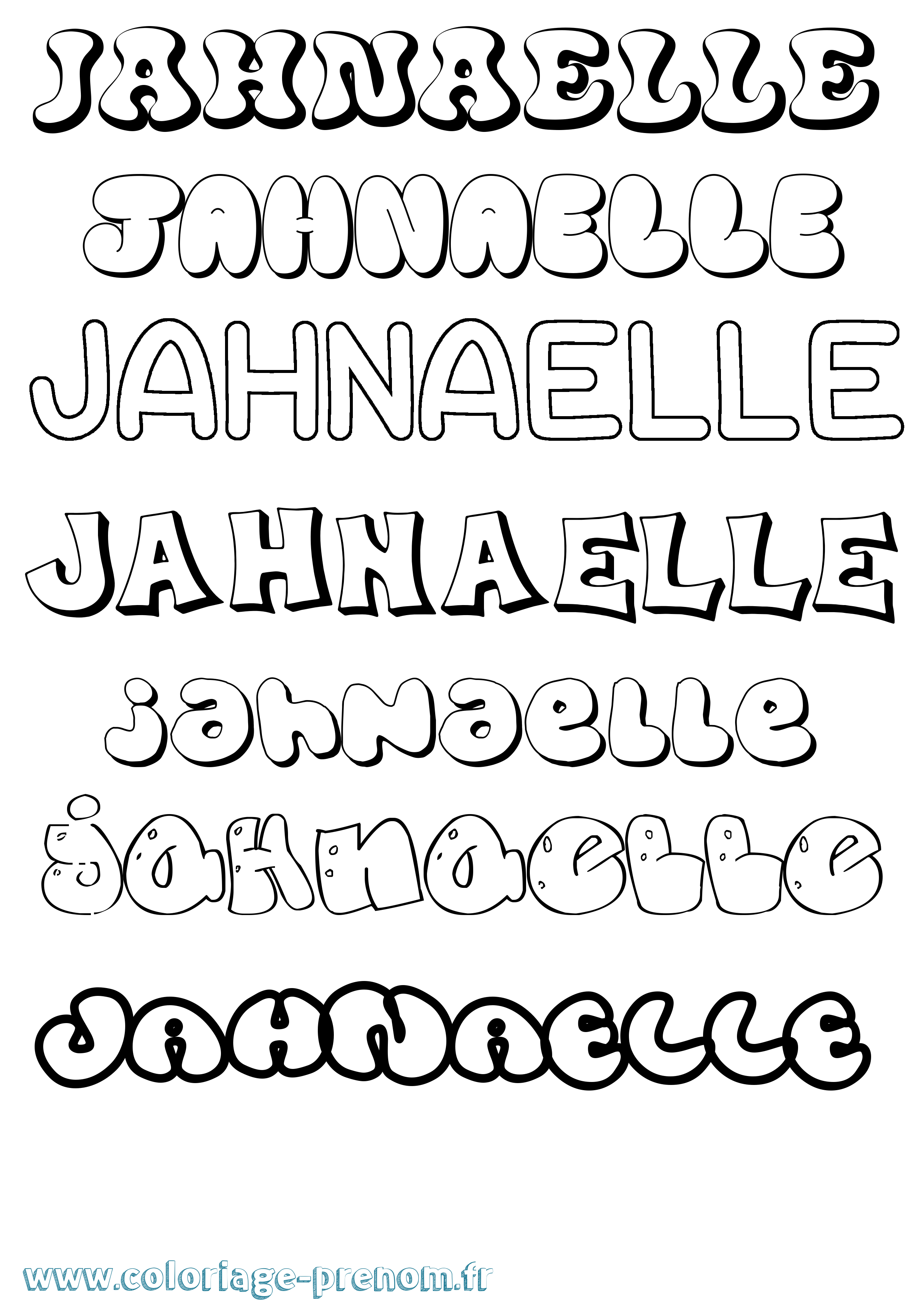 Coloriage Jahnaelle Bubble Coloriage prénom Jahnaelle Bubble