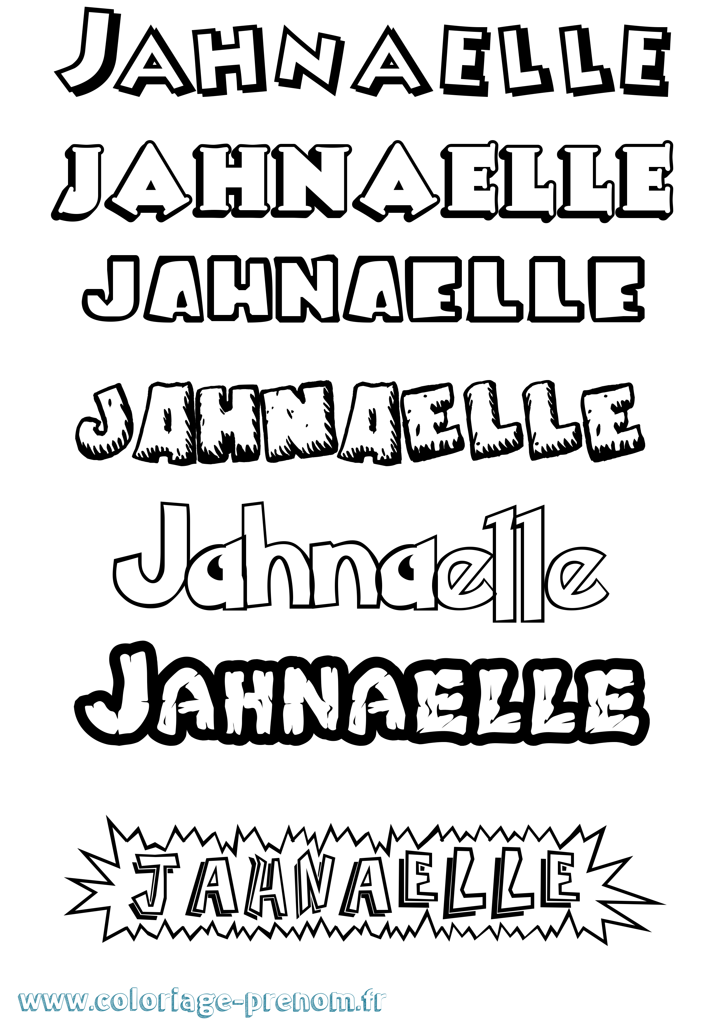 Coloriage Jahnaelle Dessin Animé Coloriage prénom Jahnaelle Dessin Animé