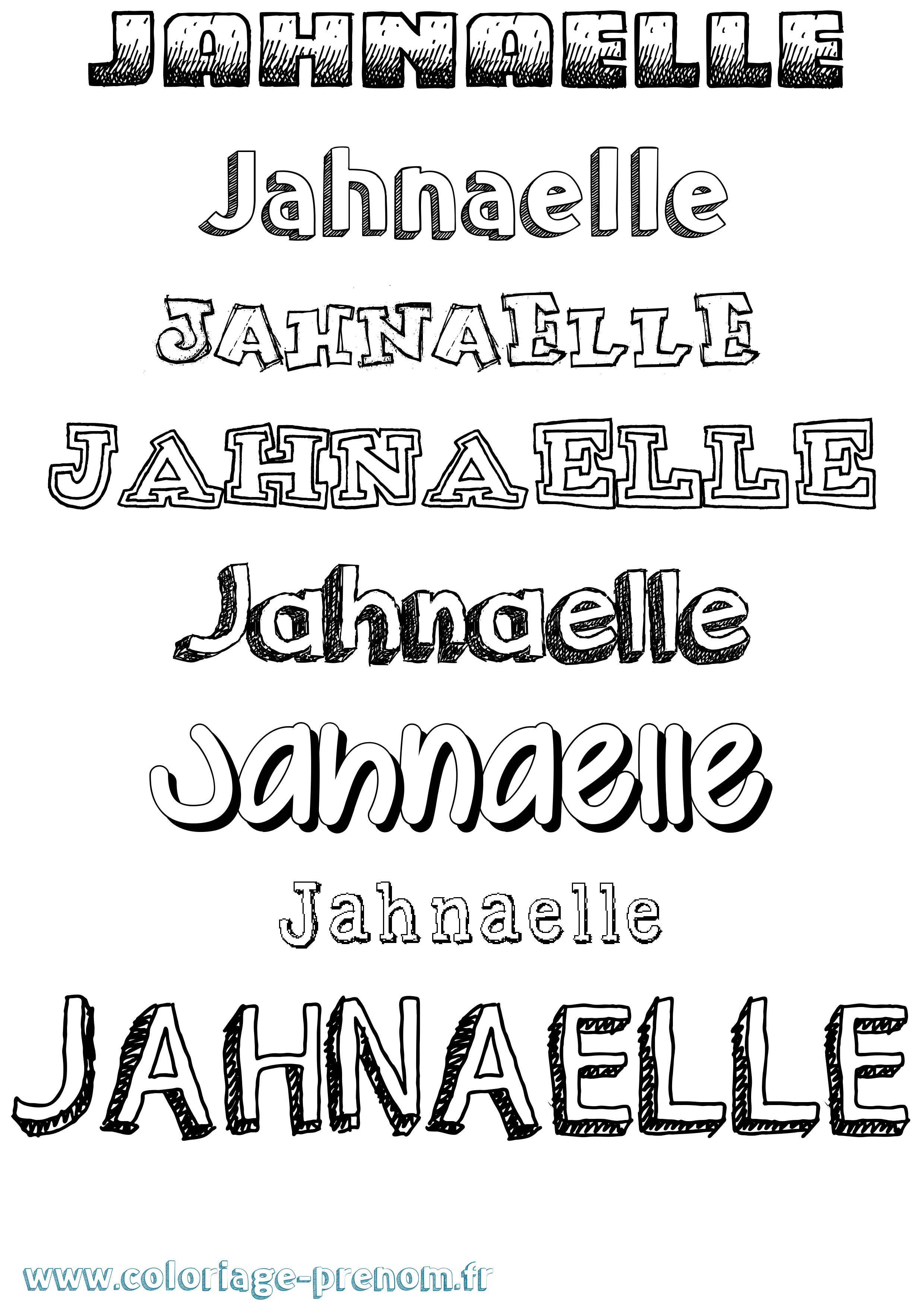 Coloriage Jahnaelle Dessiné Coloriage prénom Jahnaelle Dessiné