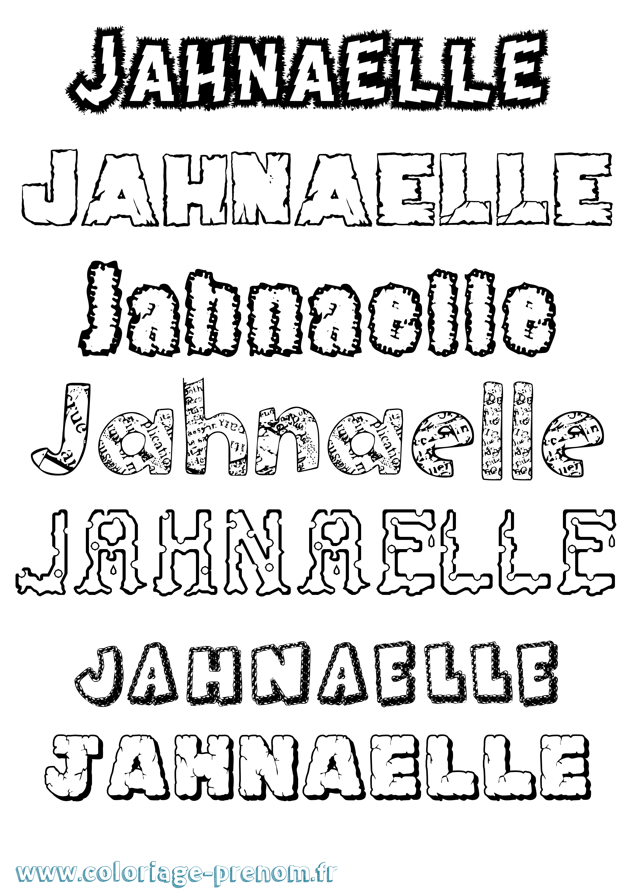 Coloriage Jahnaelle Destructuré Coloriage prénom Jahnaelle Destructuré