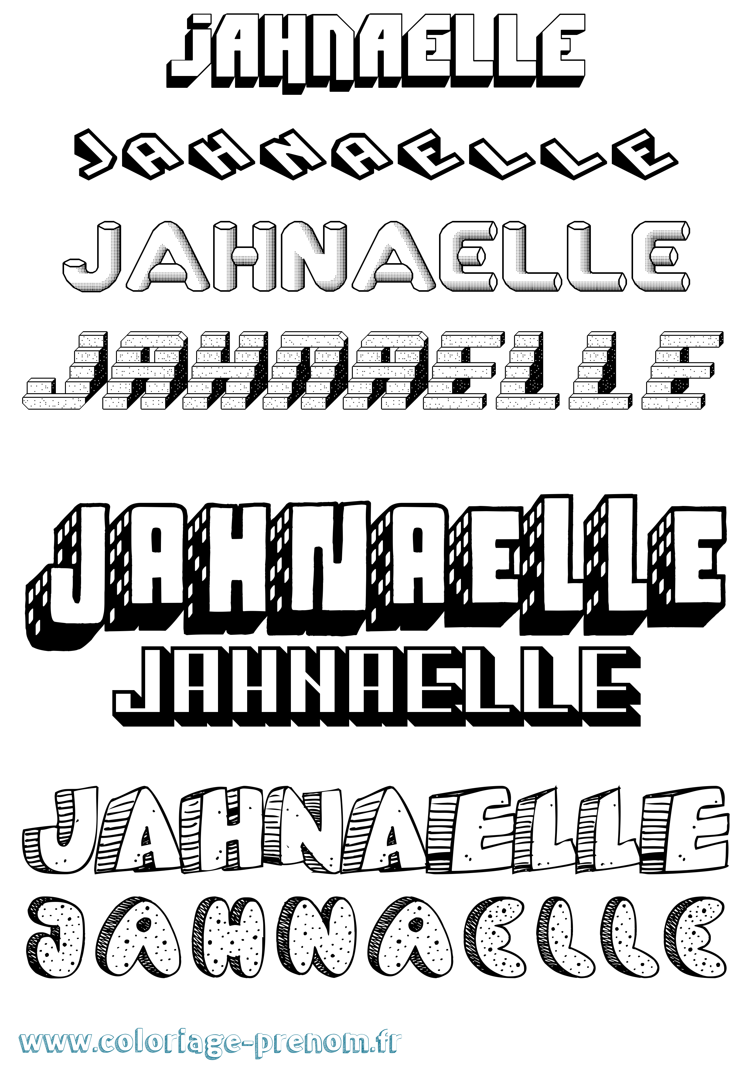 Coloriage Jahnaelle Effet 3D Coloriage prénom Jahnaelle Effet 3D