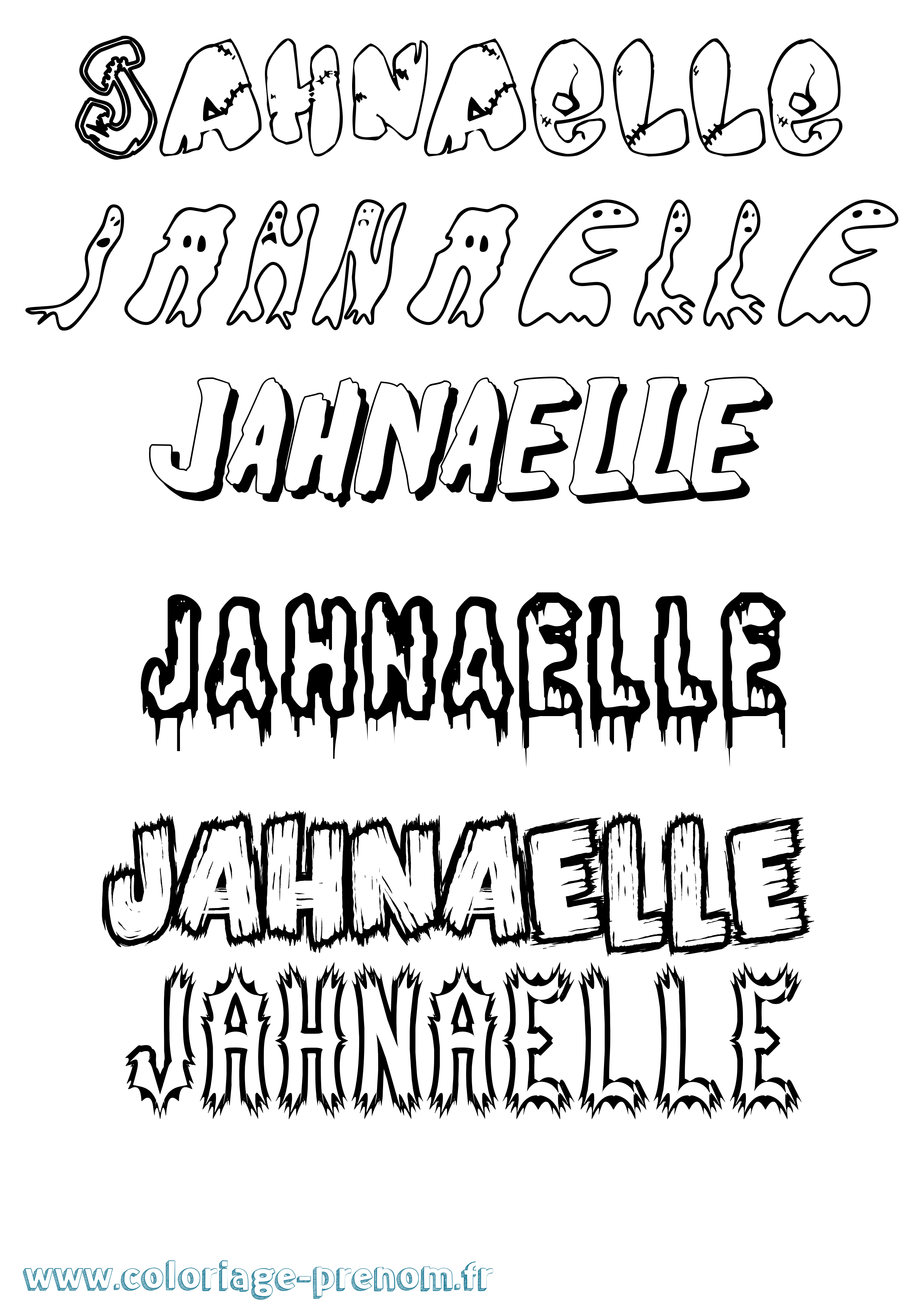 Coloriage Jahnaelle Frisson Coloriage prénom Jahnaelle Frisson