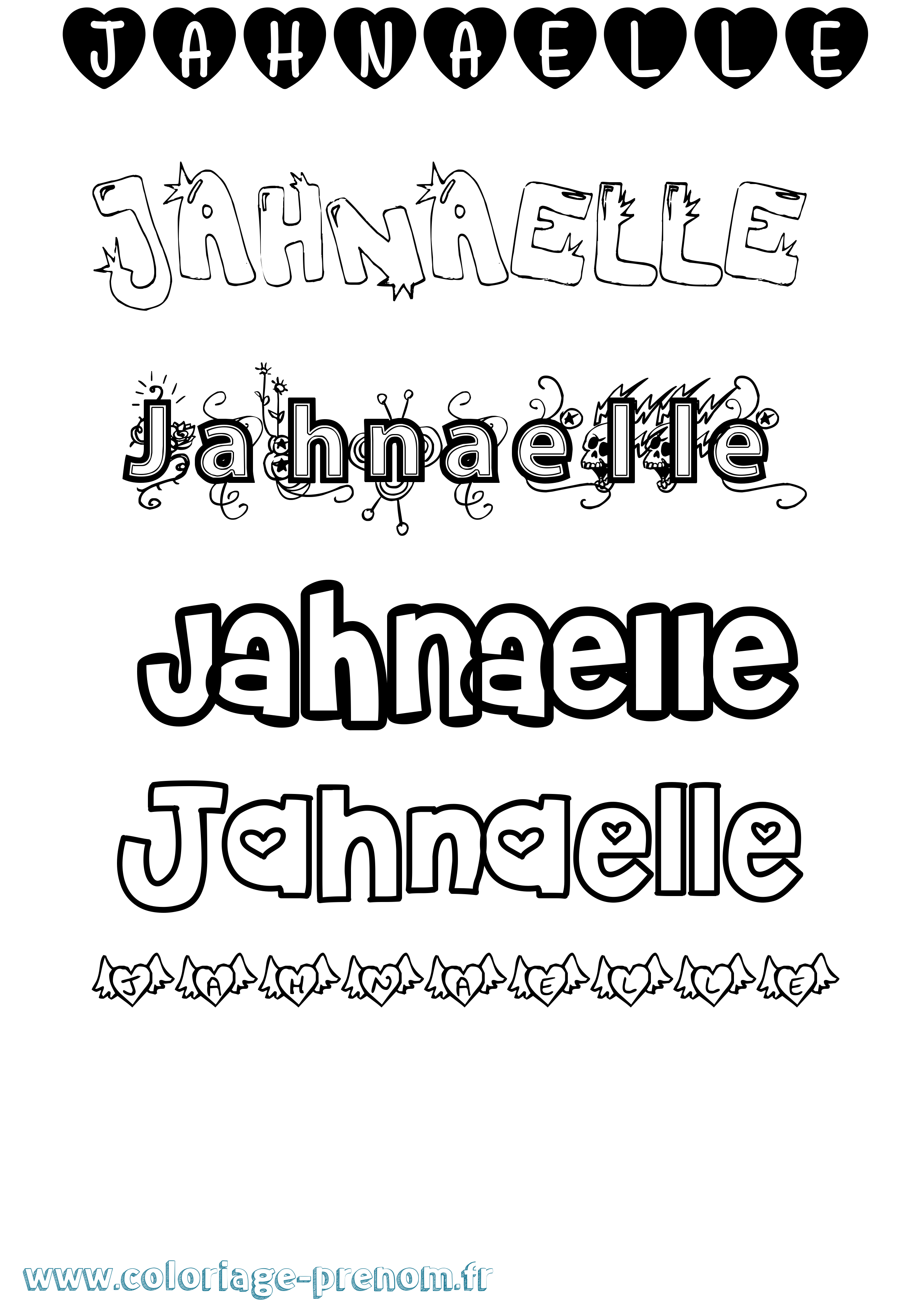 Coloriage Jahnaelle Girly Coloriage prénom Jahnaelle Girly
