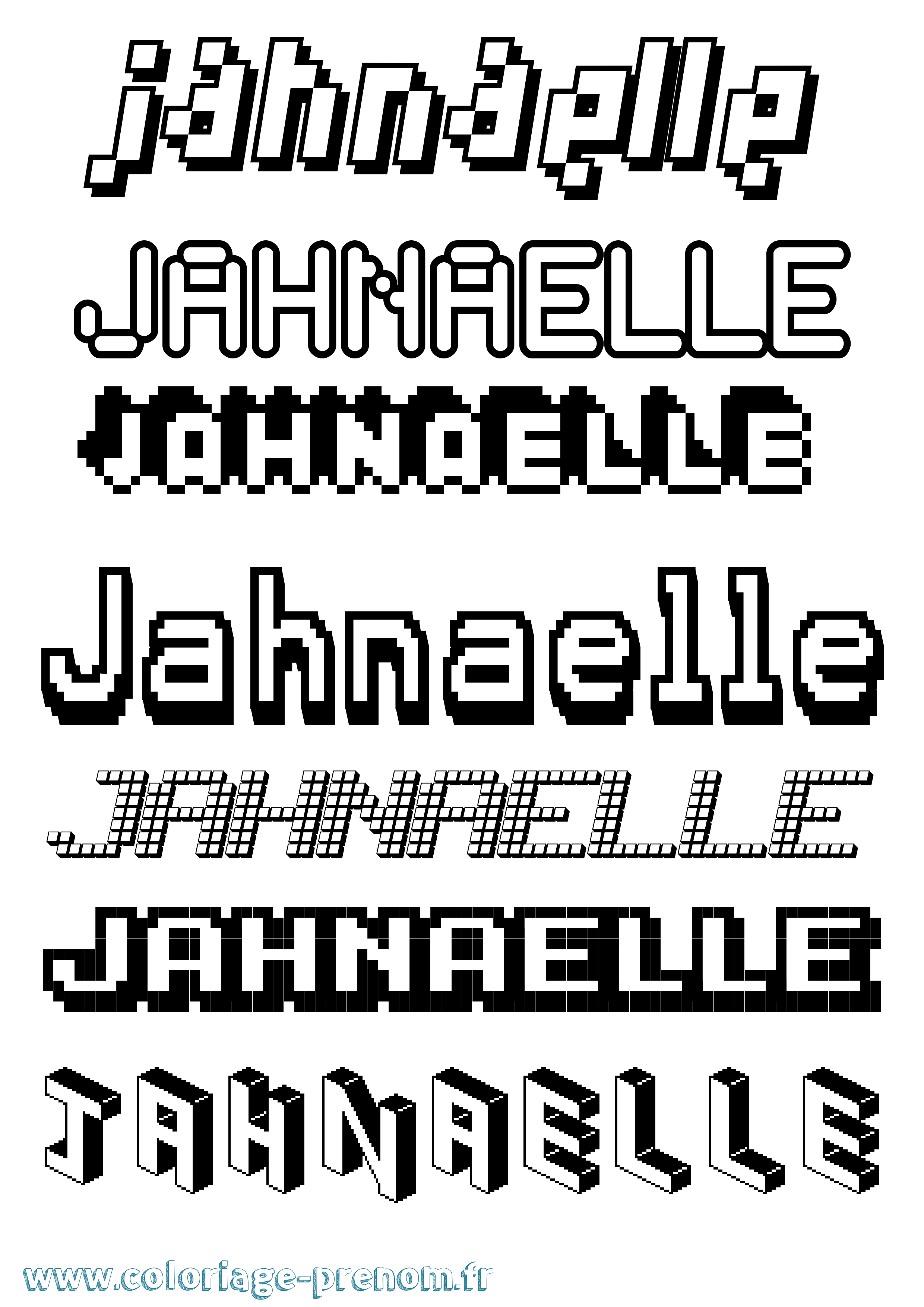 Coloriage Jahnaelle Pixel Coloriage prénom Jahnaelle Pixel