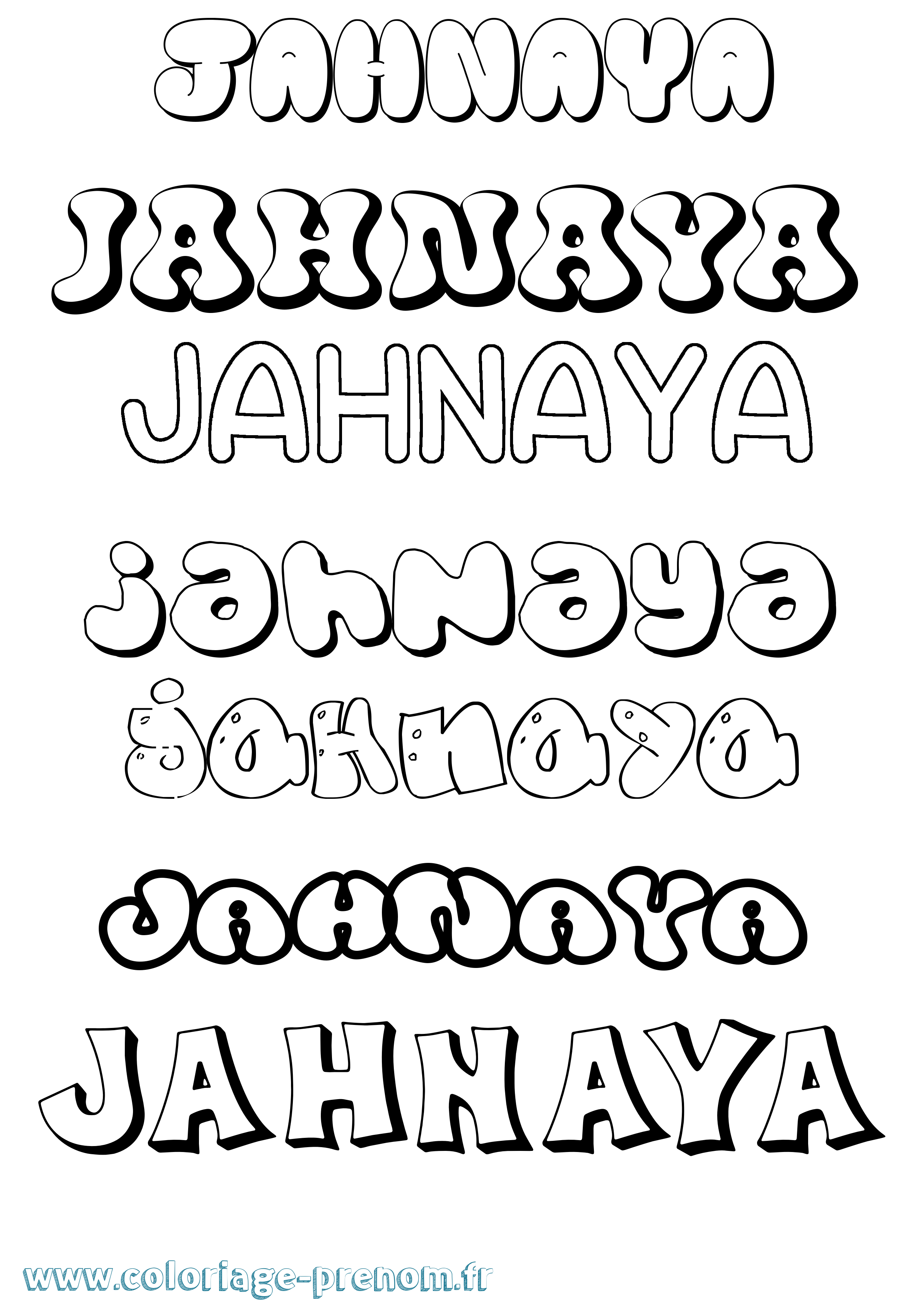 Coloriage prénom Jahnaya Bubble