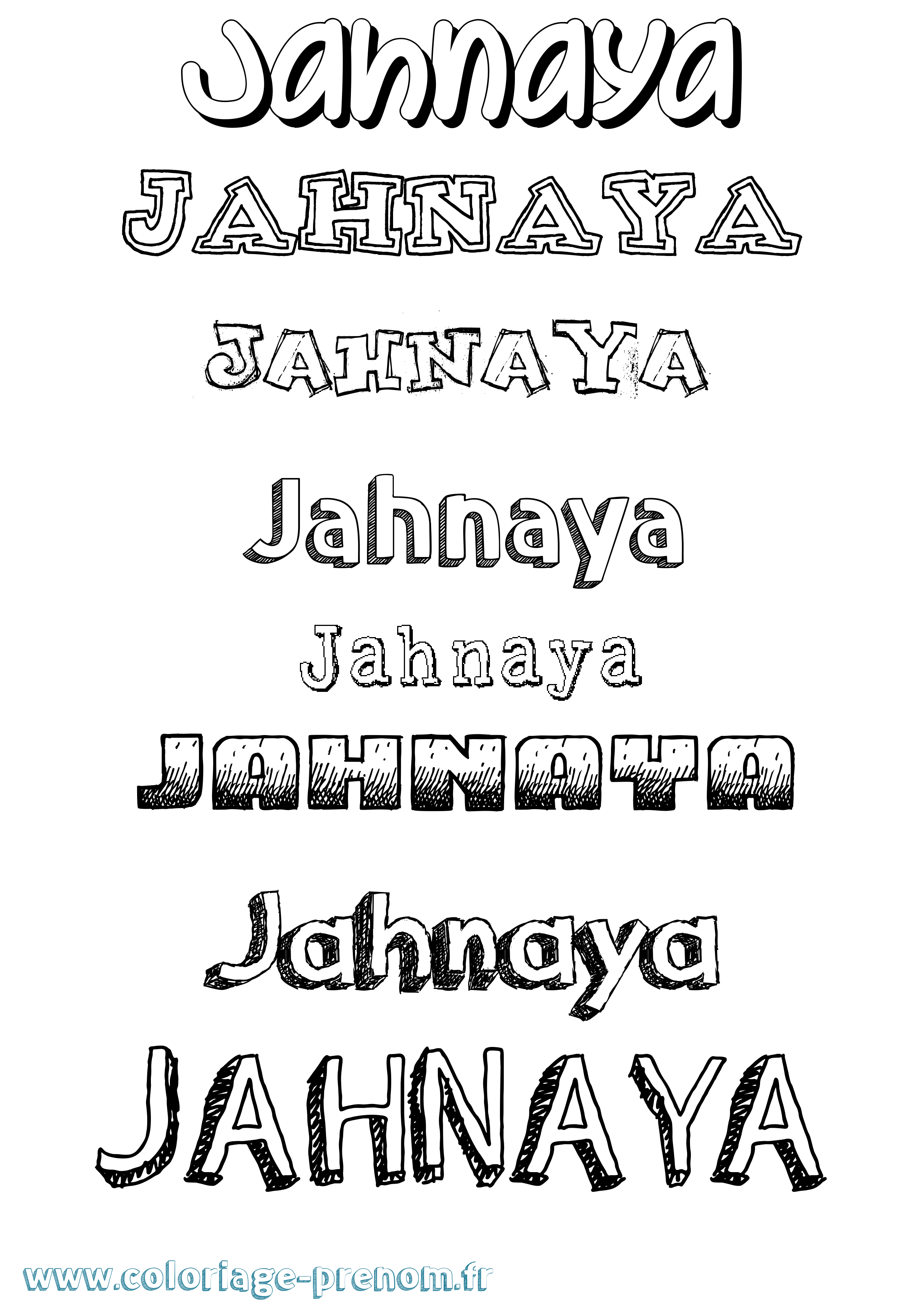 Coloriage prénom Jahnaya Dessiné