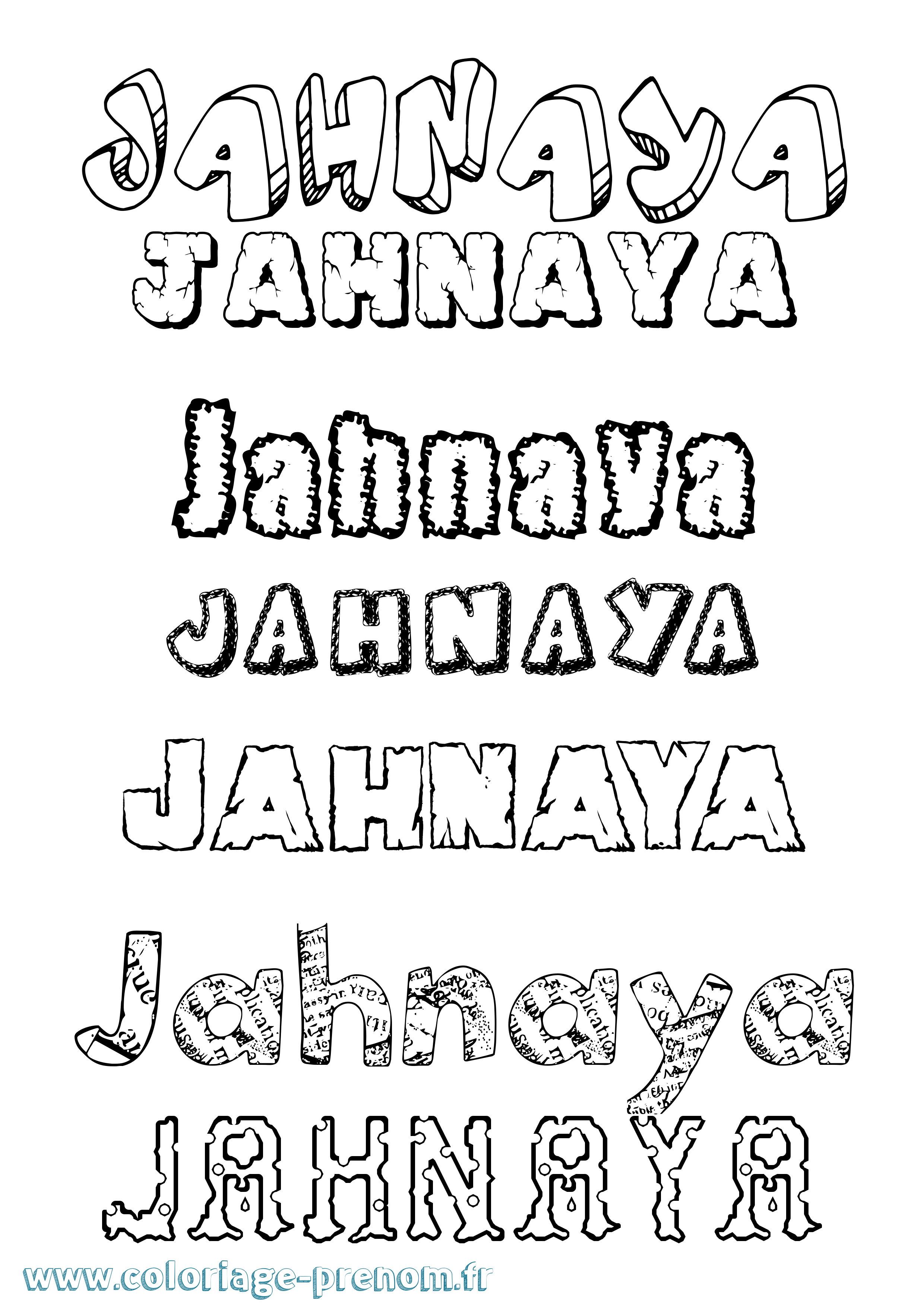 Coloriage Jahnaya Destructuré Coloriage prénom Jahnaya Destructuré