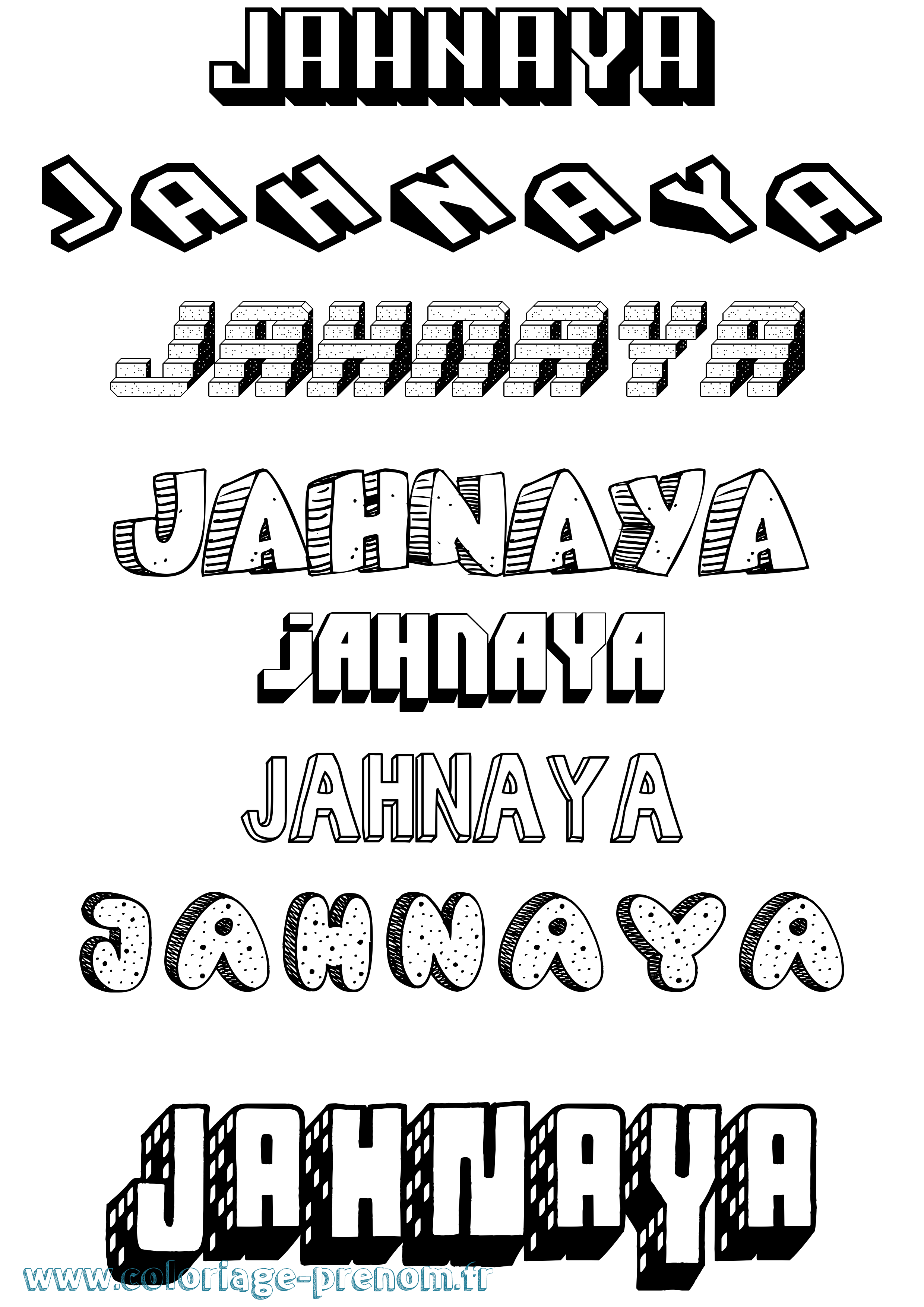 Coloriage Jahnaya Effet 3D Coloriage prénom Jahnaya Effet 3D