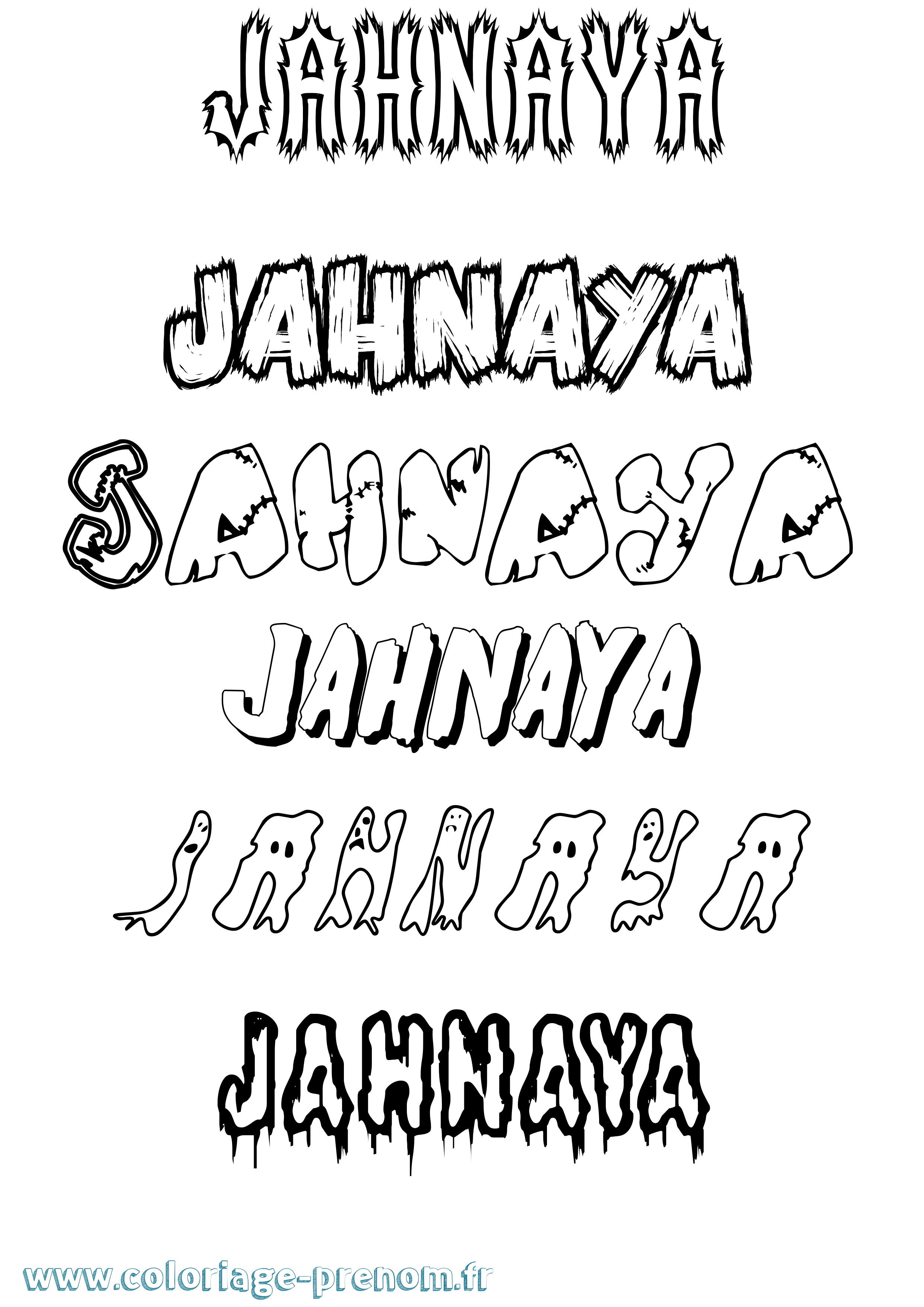 Coloriage prénom Jahnaya Frisson
