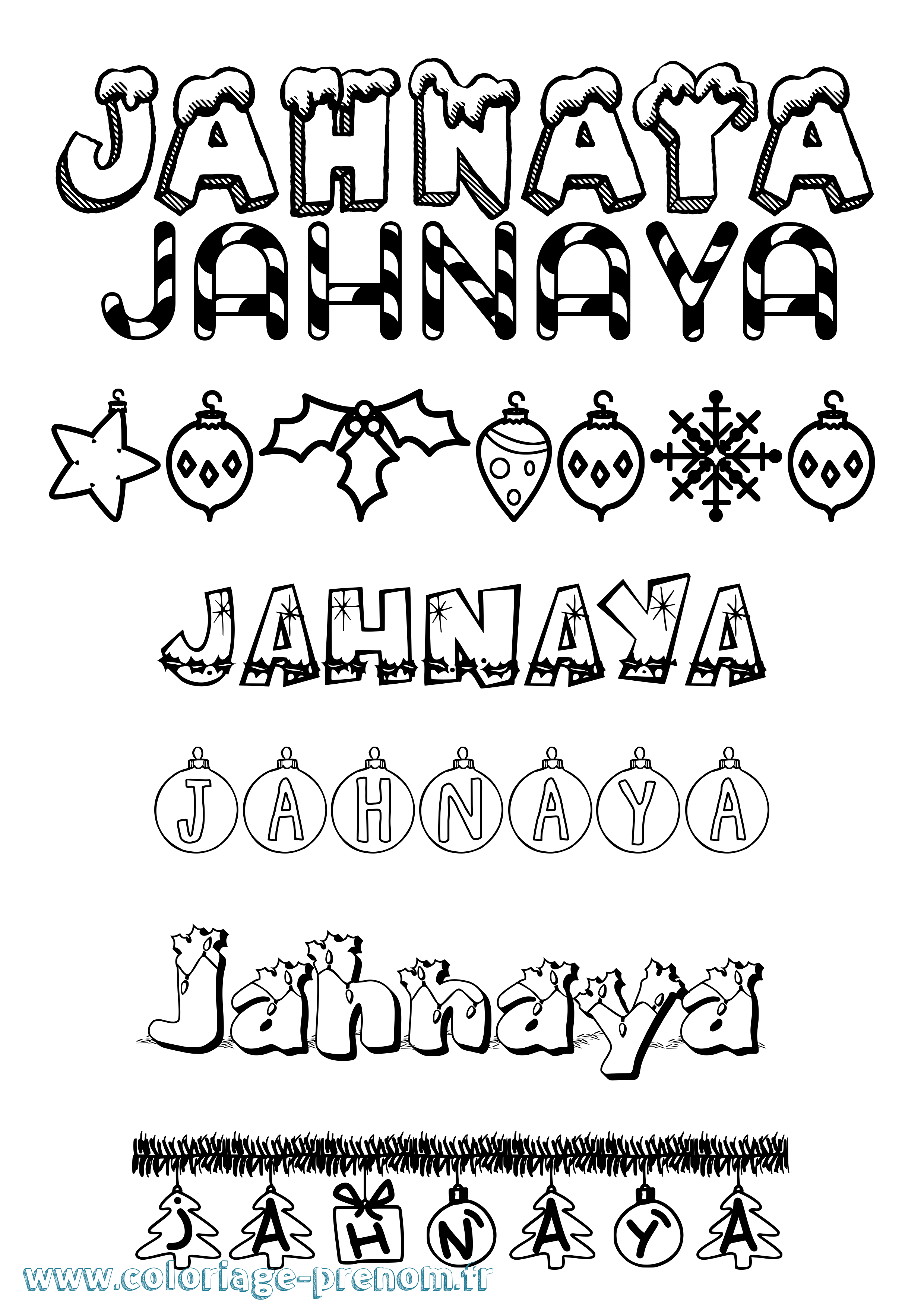 Coloriage prénom Jahnaya Noël