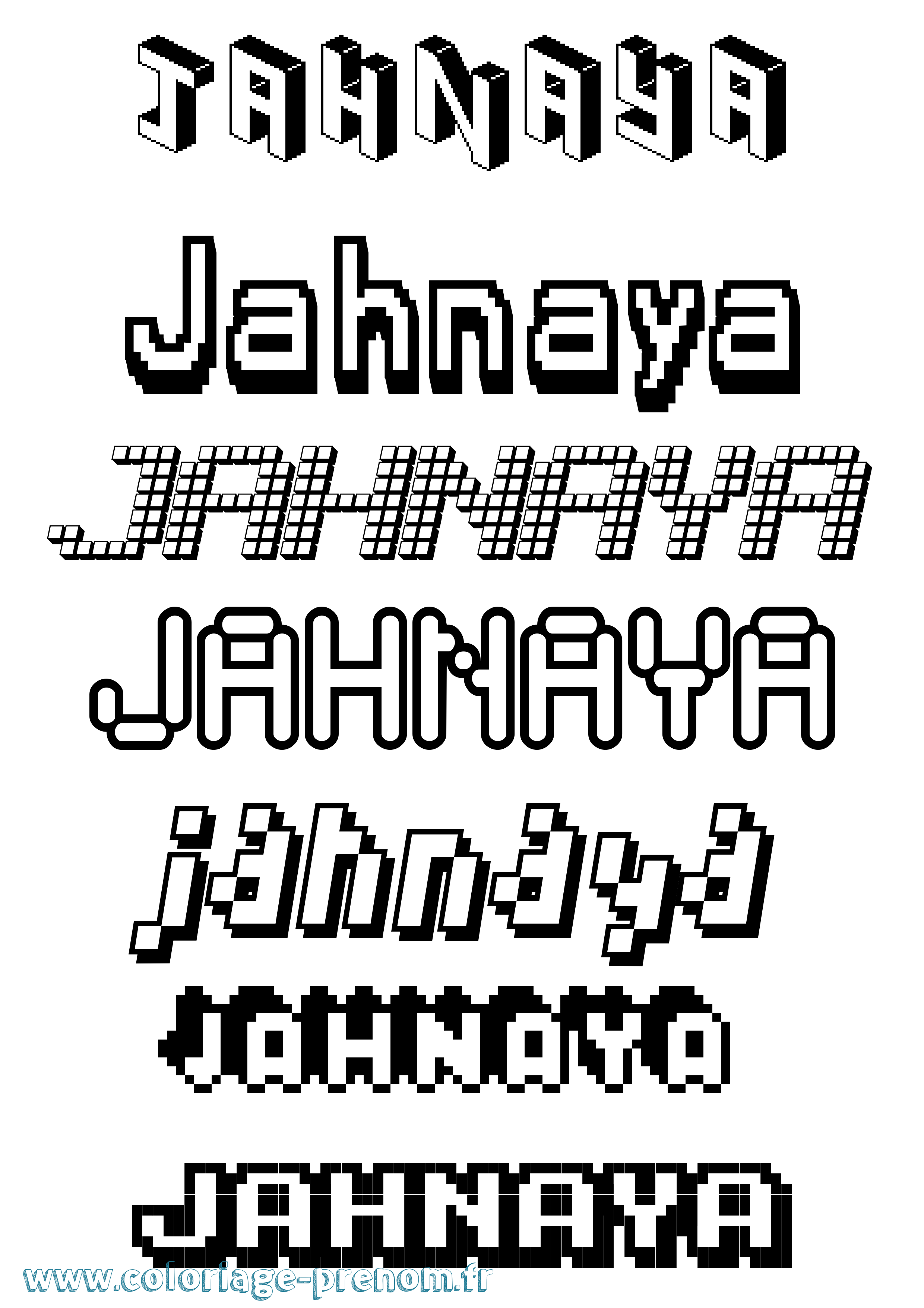 Coloriage prénom Jahnaya Pixel