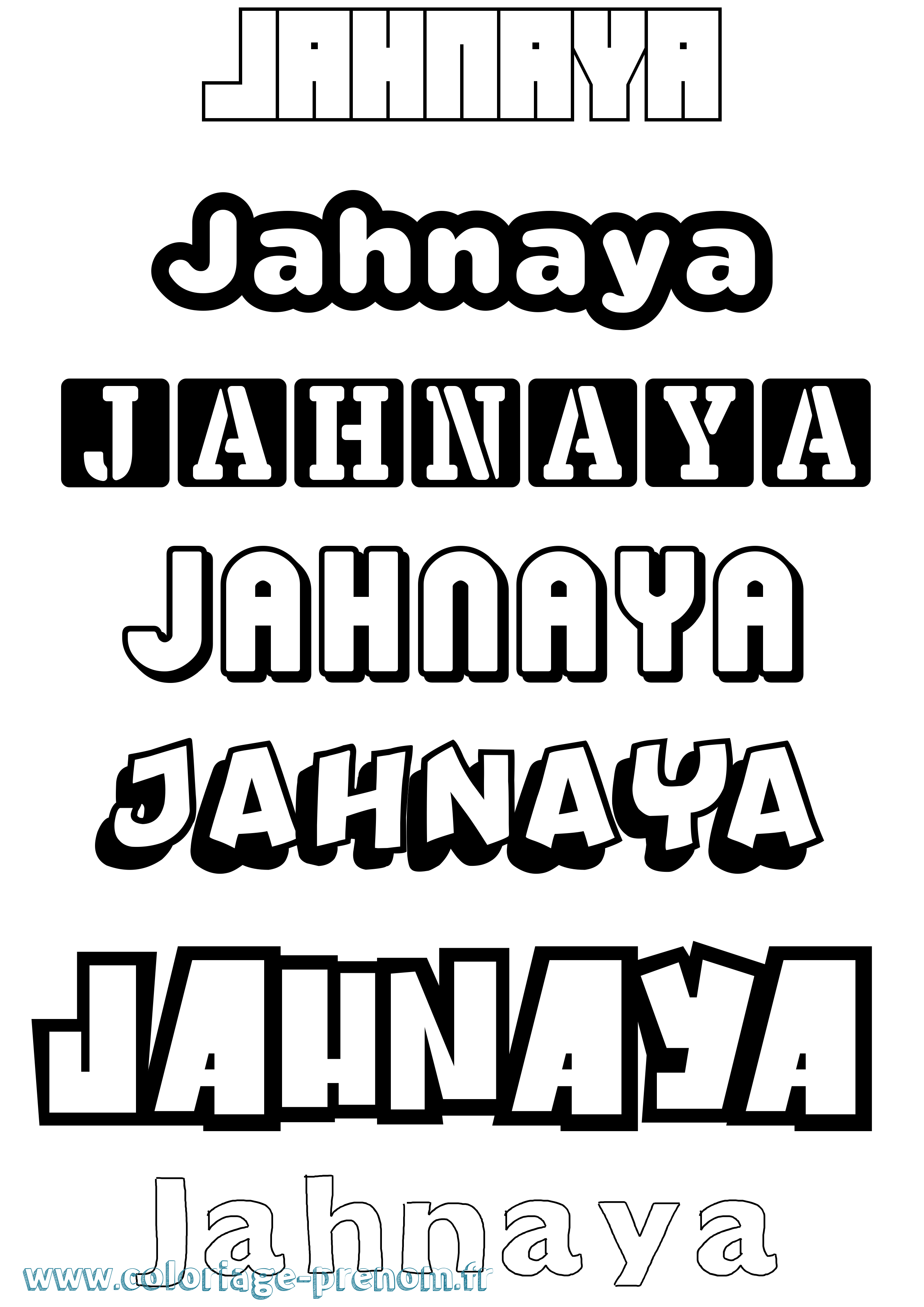 Coloriage Jahnaya Simple Coloriage prénom Jahnaya Simple