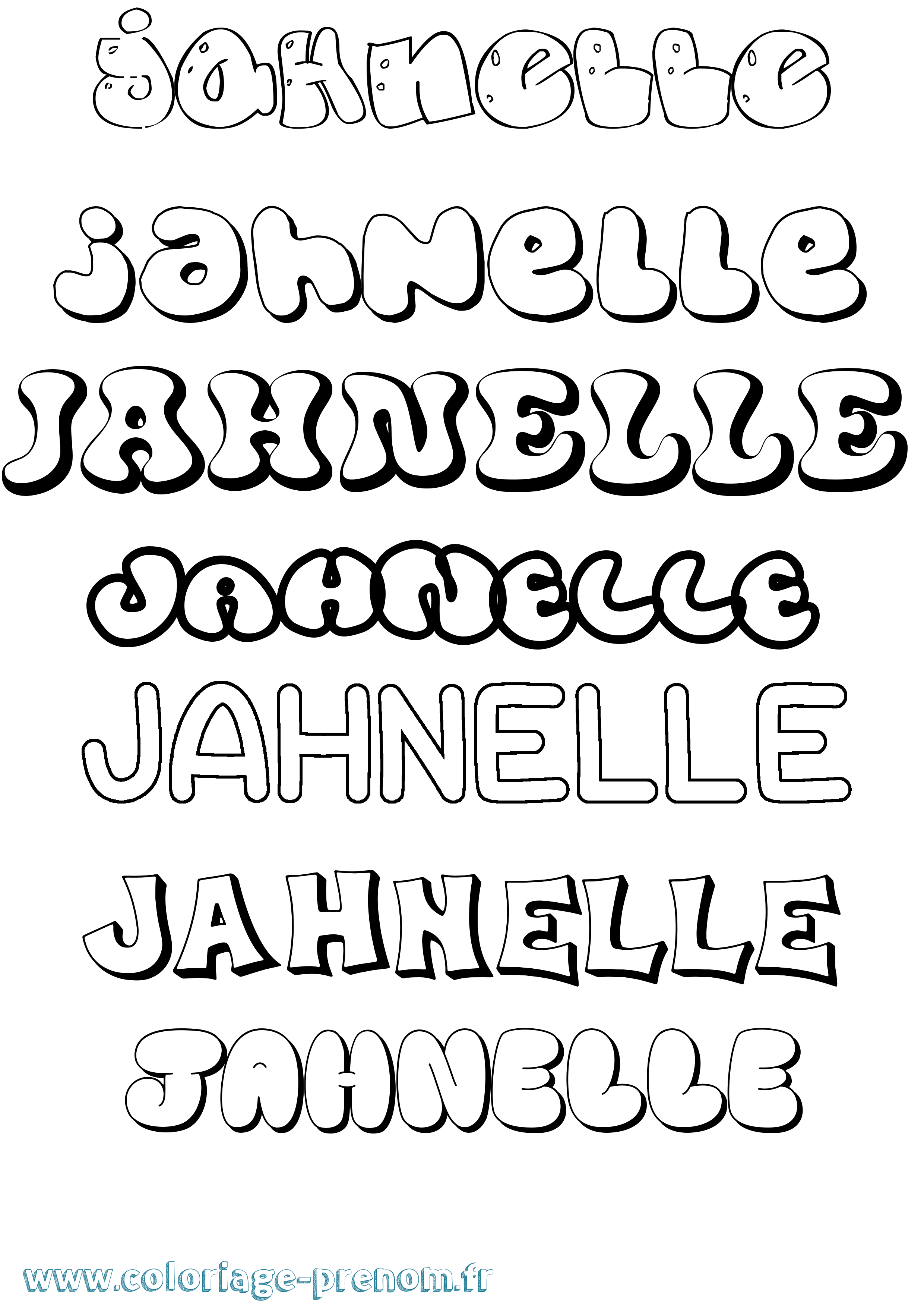 Coloriage Jahnelle Bubble Coloriage prénom Jahnelle Bubble