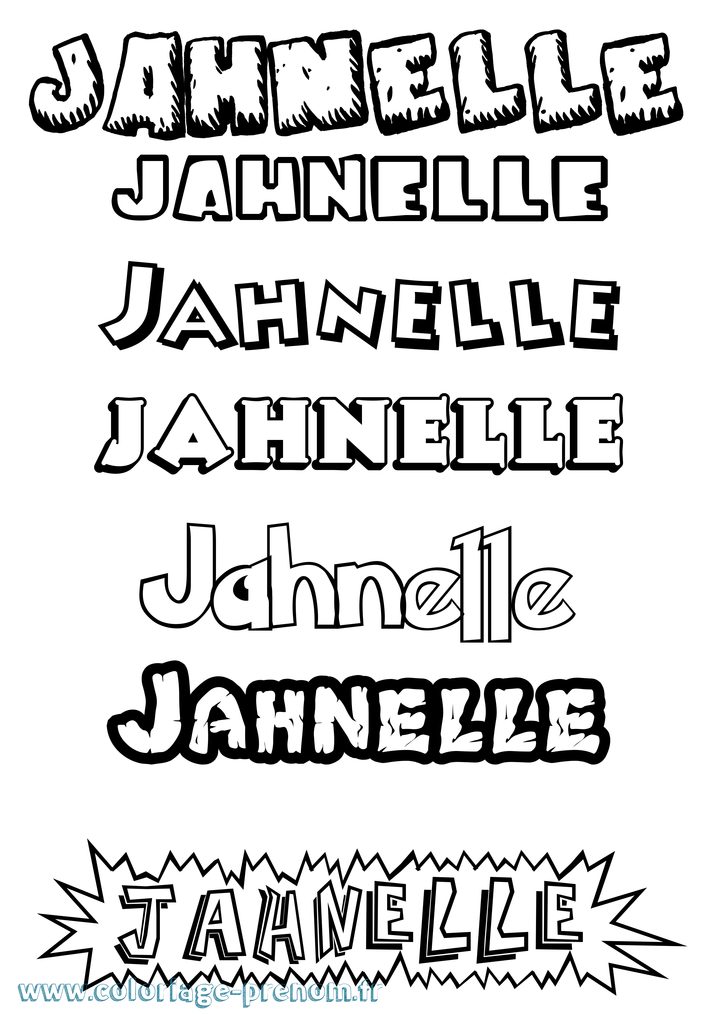 Coloriage Jahnelle Dessin Animé Coloriage prénom Jahnelle Dessin Animé