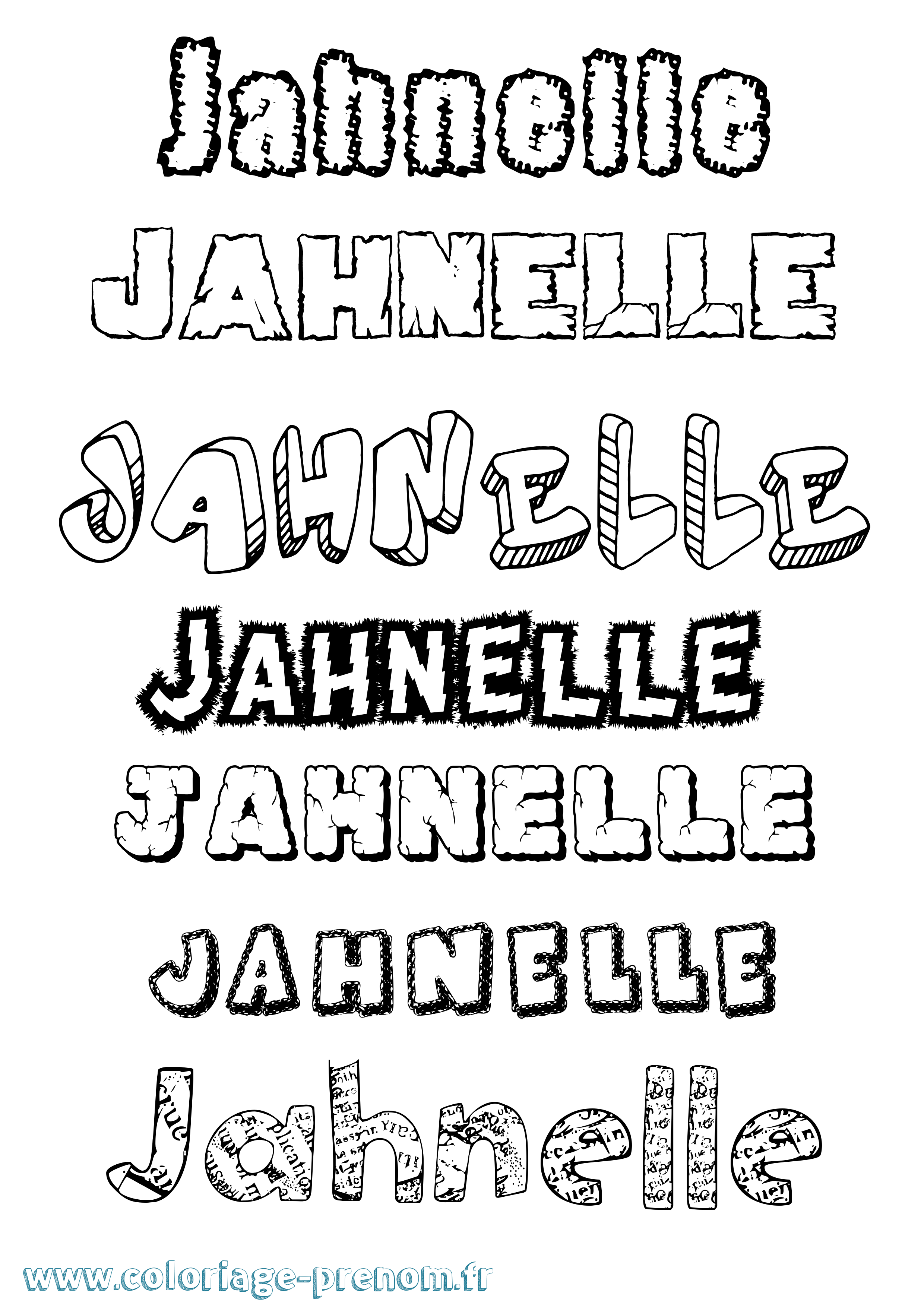 Coloriage Jahnelle Destructuré Coloriage prénom Jahnelle Destructuré