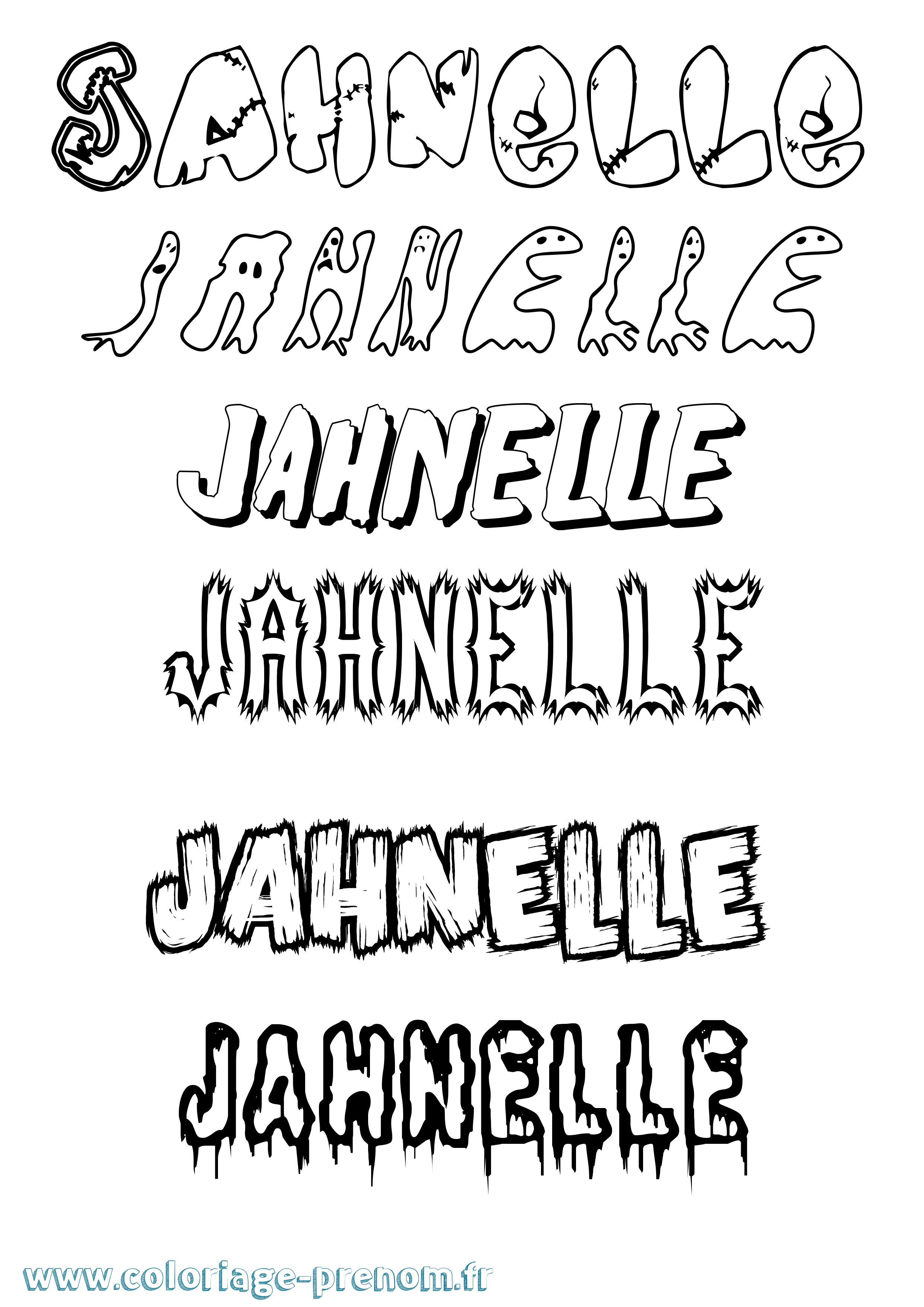 Coloriage Jahnelle Frisson Coloriage prénom Jahnelle Frisson