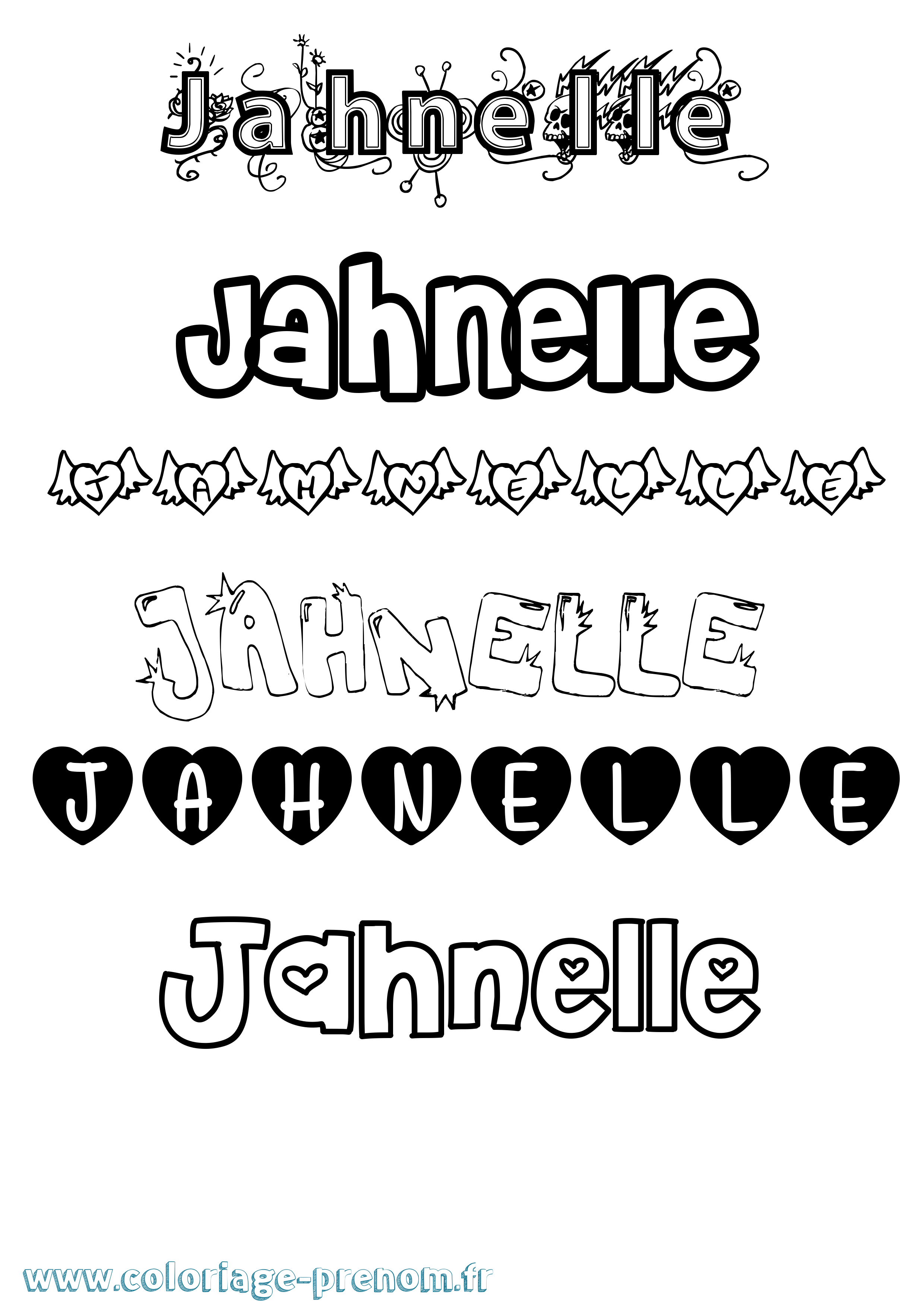 Coloriage Jahnelle Girly Coloriage prénom Jahnelle Girly