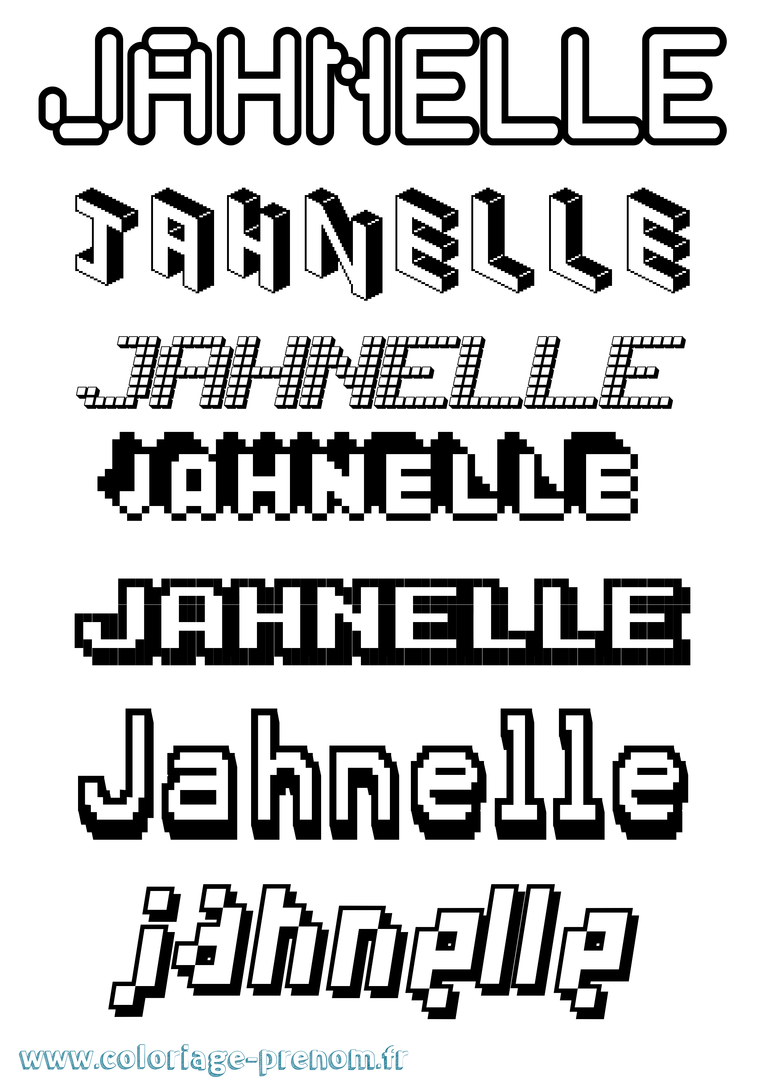 Coloriage Jahnelle Pixel Coloriage prénom Jahnelle Pixel