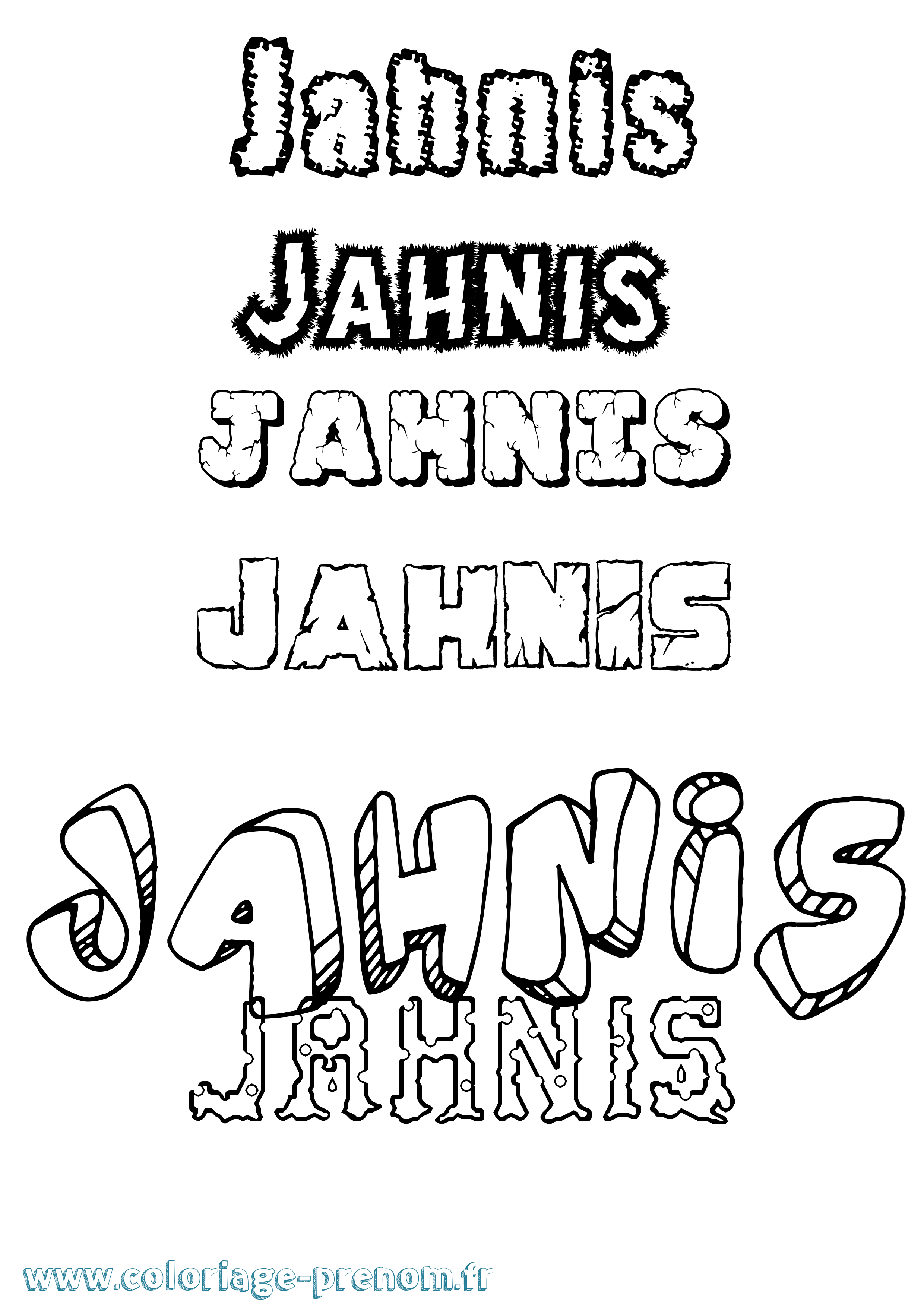 Coloriage prénom Jahnis Destructuré