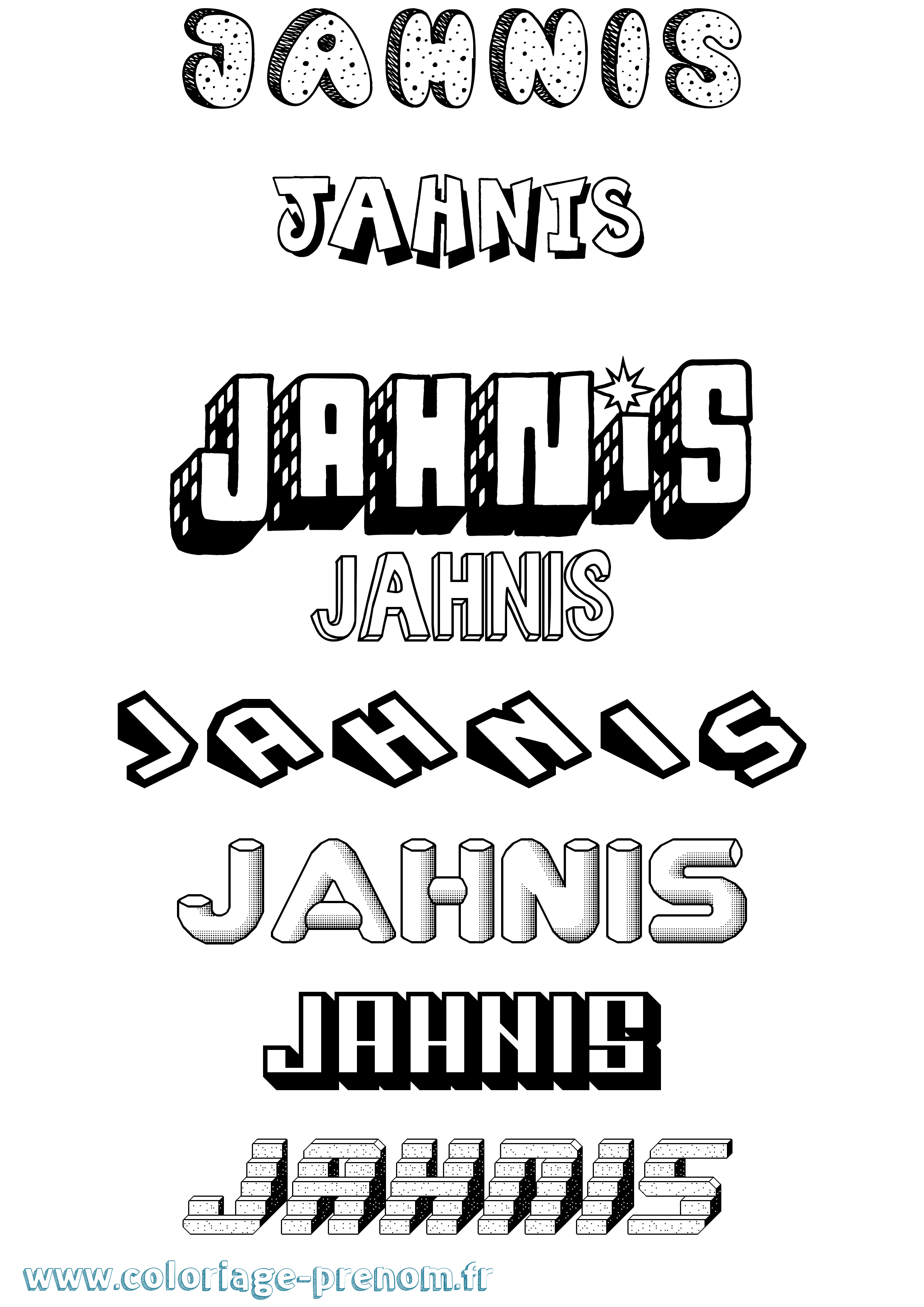 Coloriage Jahnis Effet 3D Coloriage prénom Jahnis Effet 3D