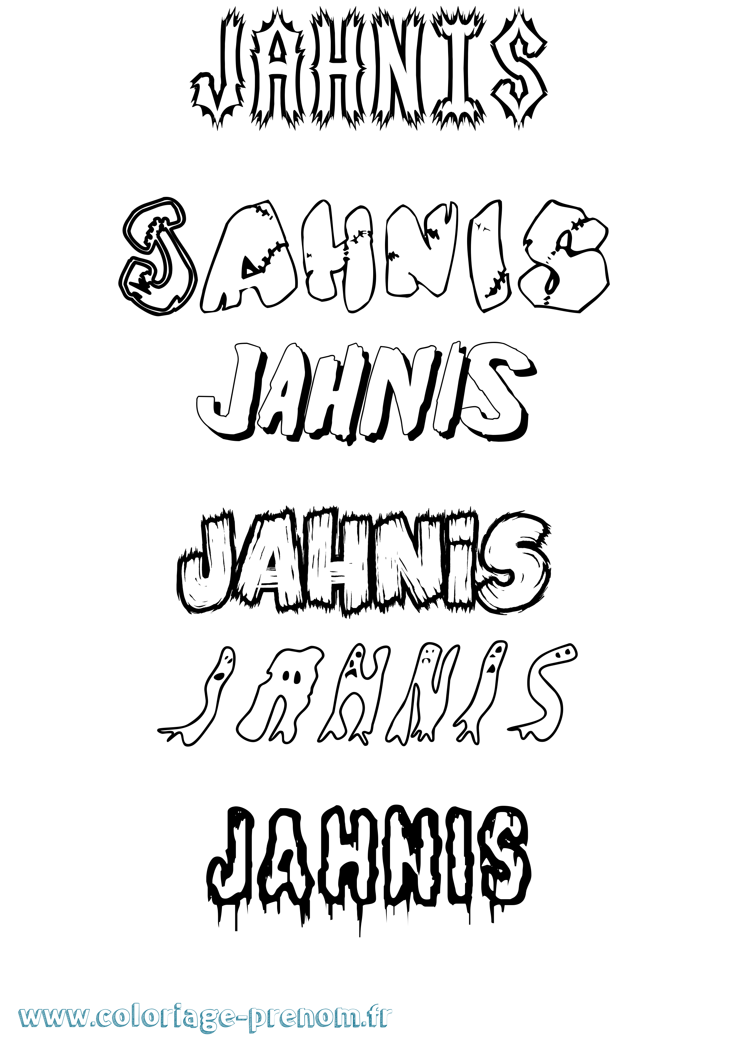 Coloriage Jahnis Frisson Coloriage prénom Jahnis Frisson