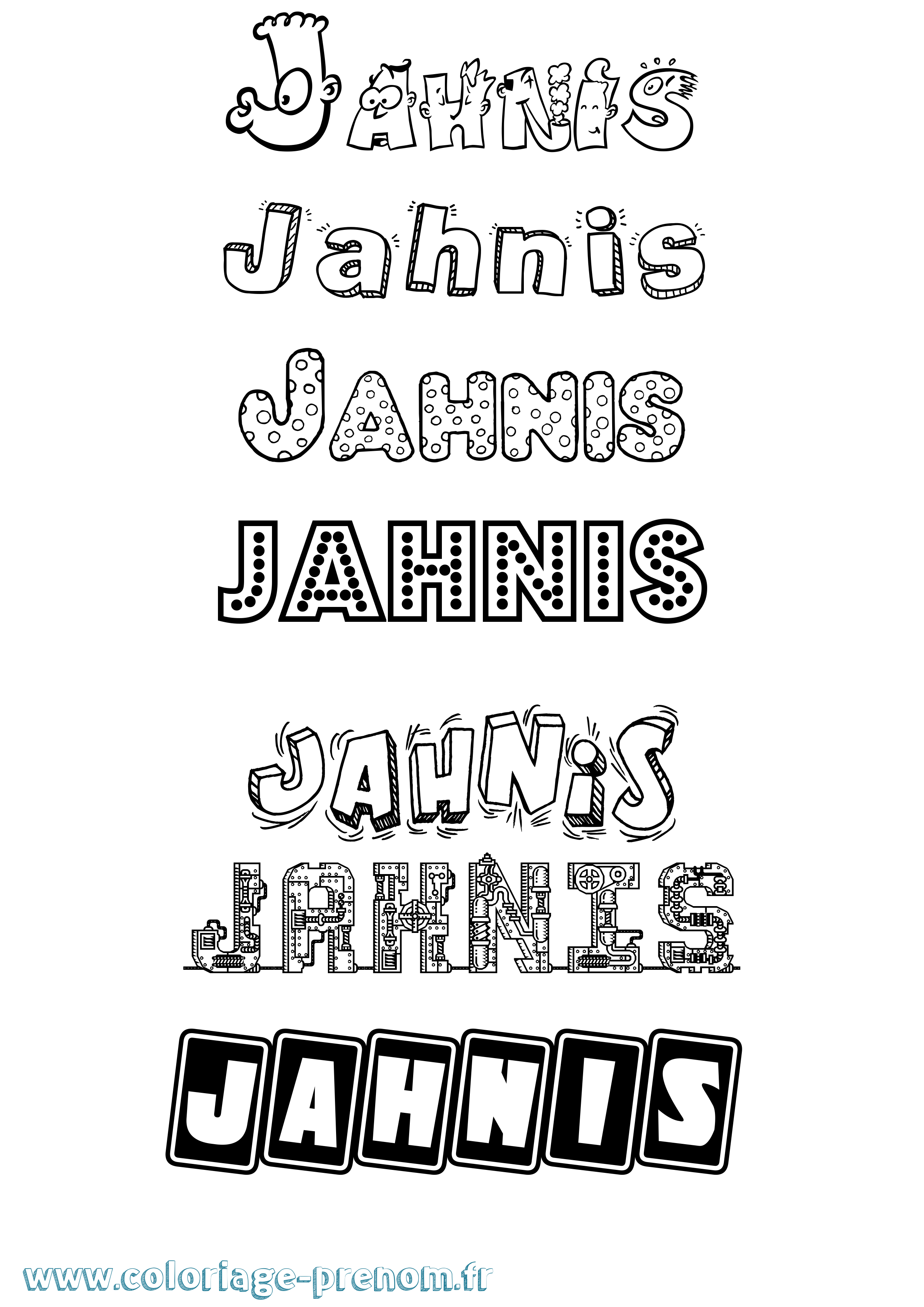 Coloriage prénom Jahnis Fun