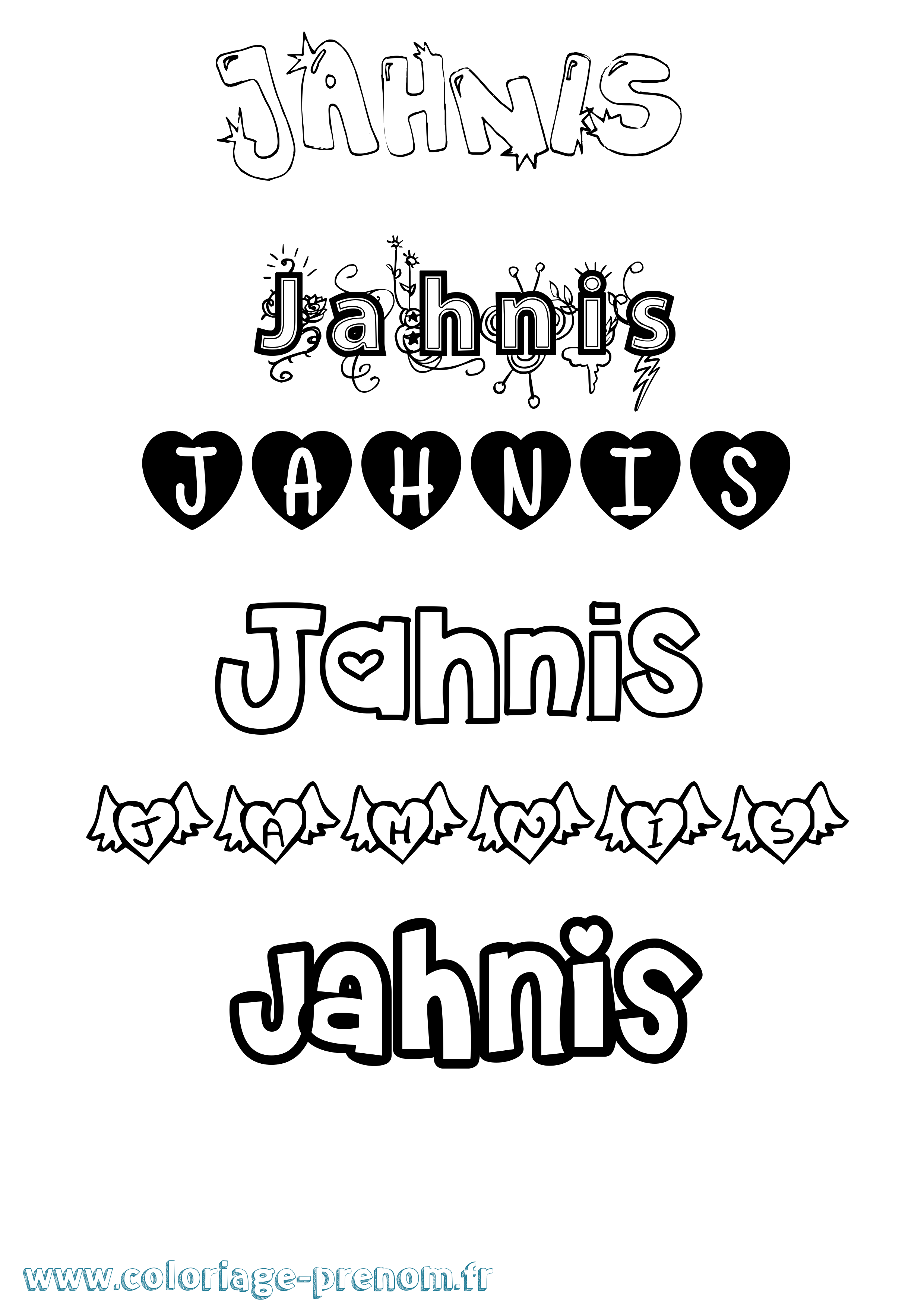 Coloriage Jahnis Girly Coloriage prénom Jahnis Girly