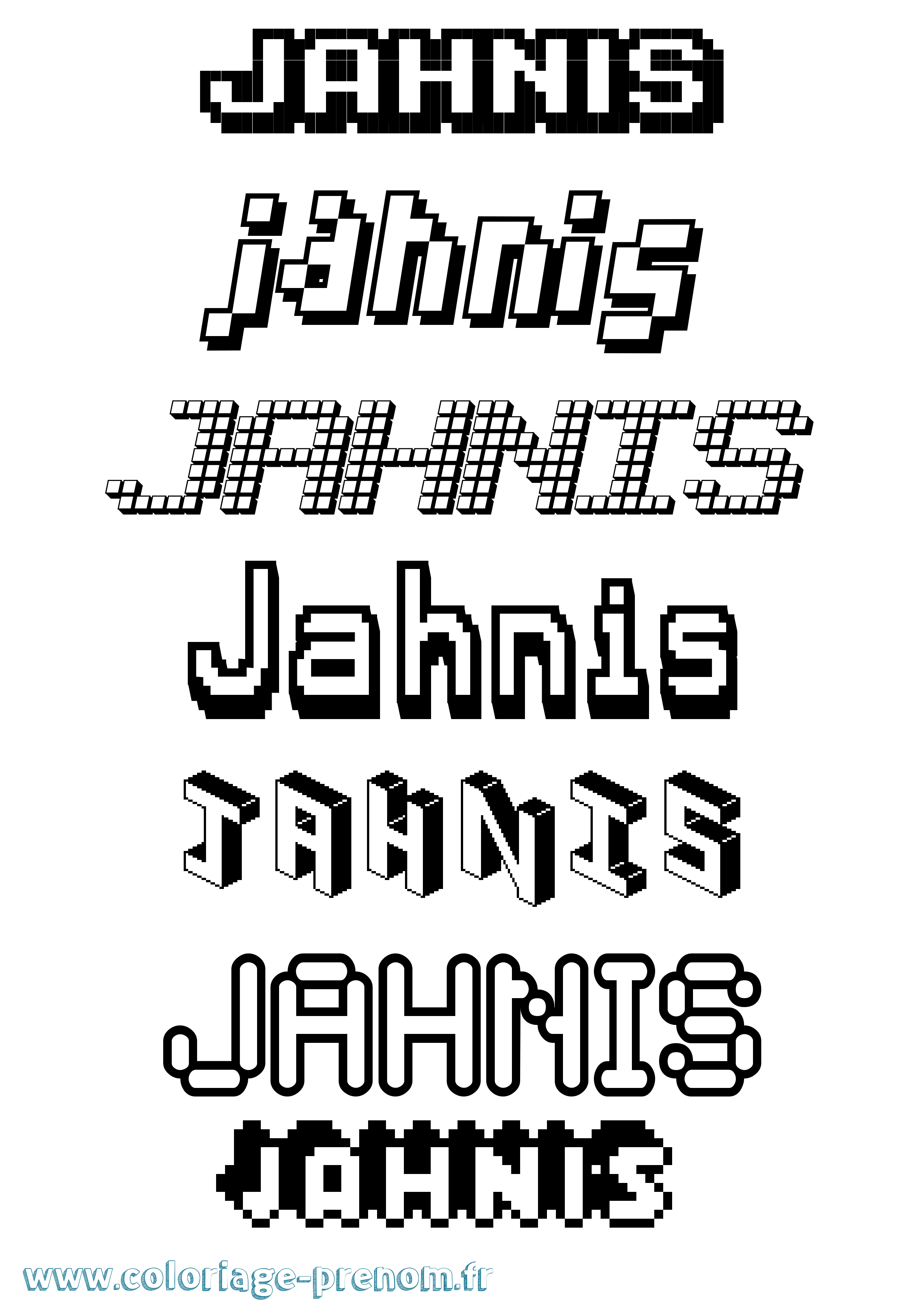 Coloriage prénom Jahnis Pixel