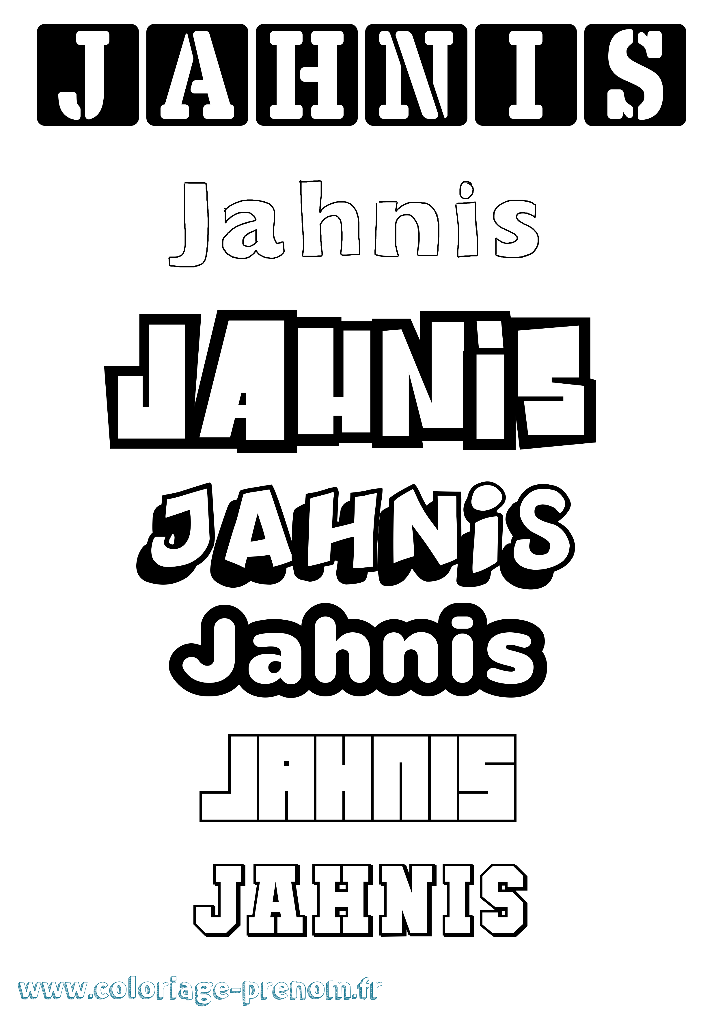 Coloriage prénom Jahnis Simple