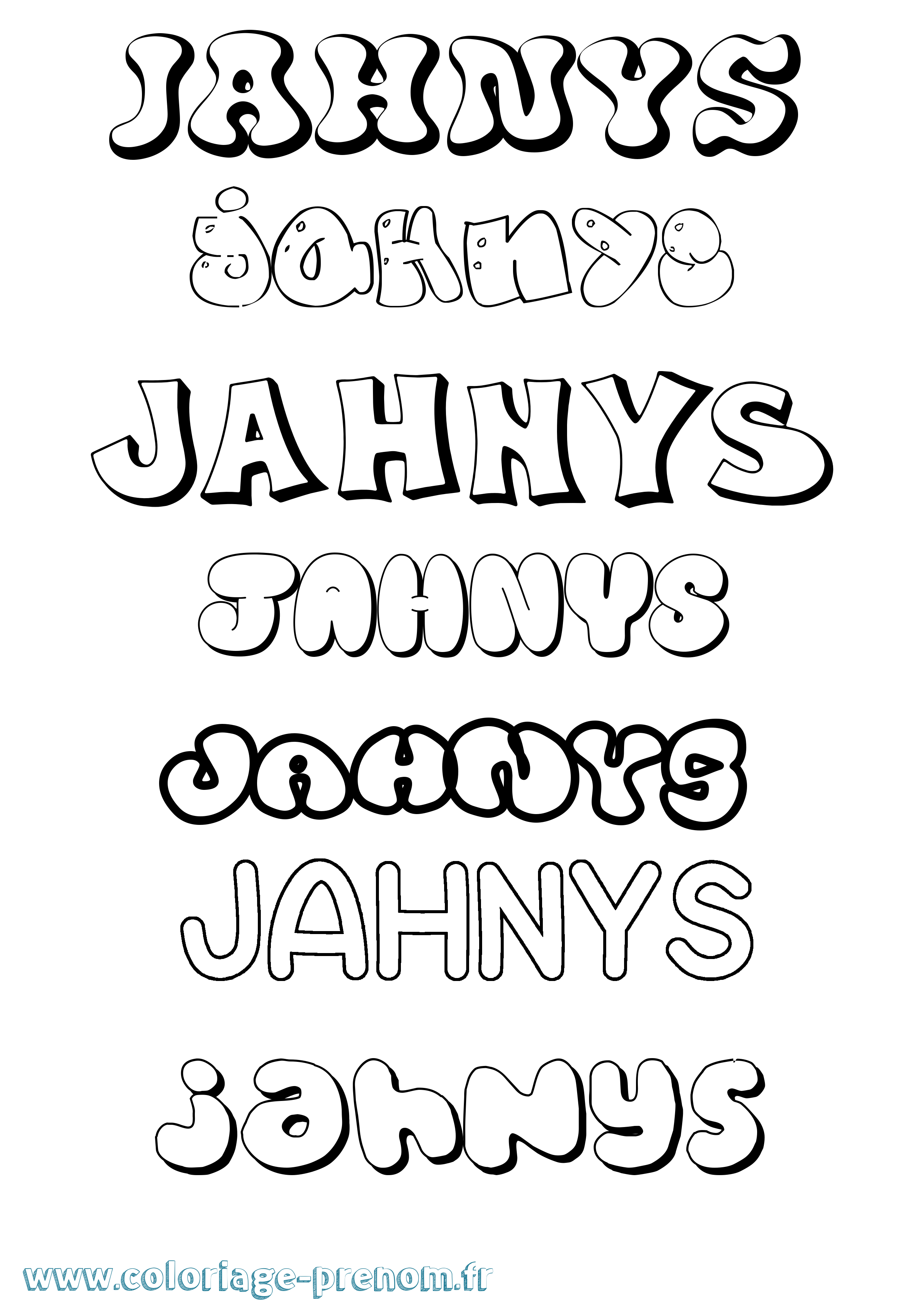 Coloriage Jahnys Bubble Coloriage prénom Jahnys Bubble