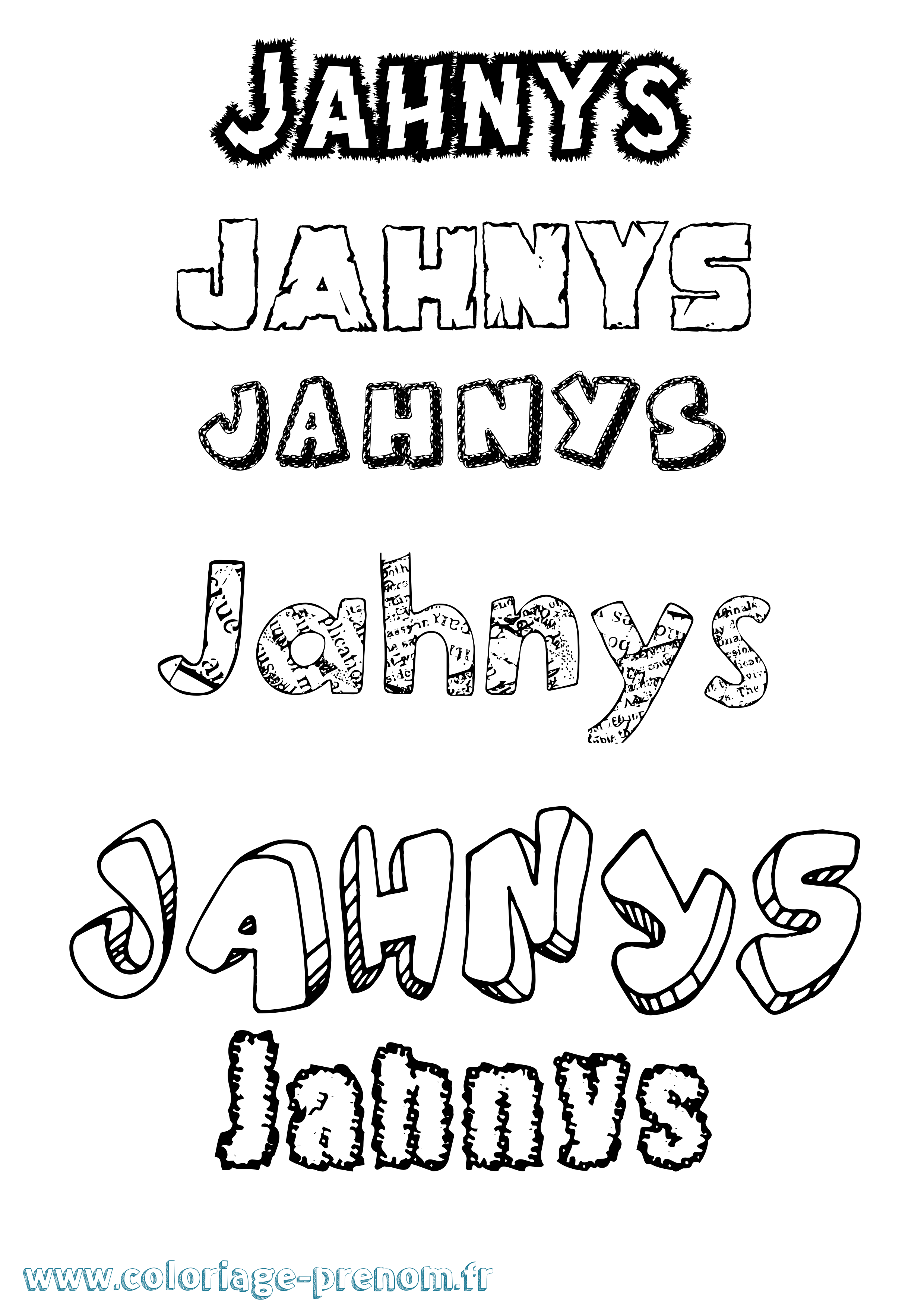 Coloriage Jahnys Destructuré Coloriage prénom Jahnys Destructuré