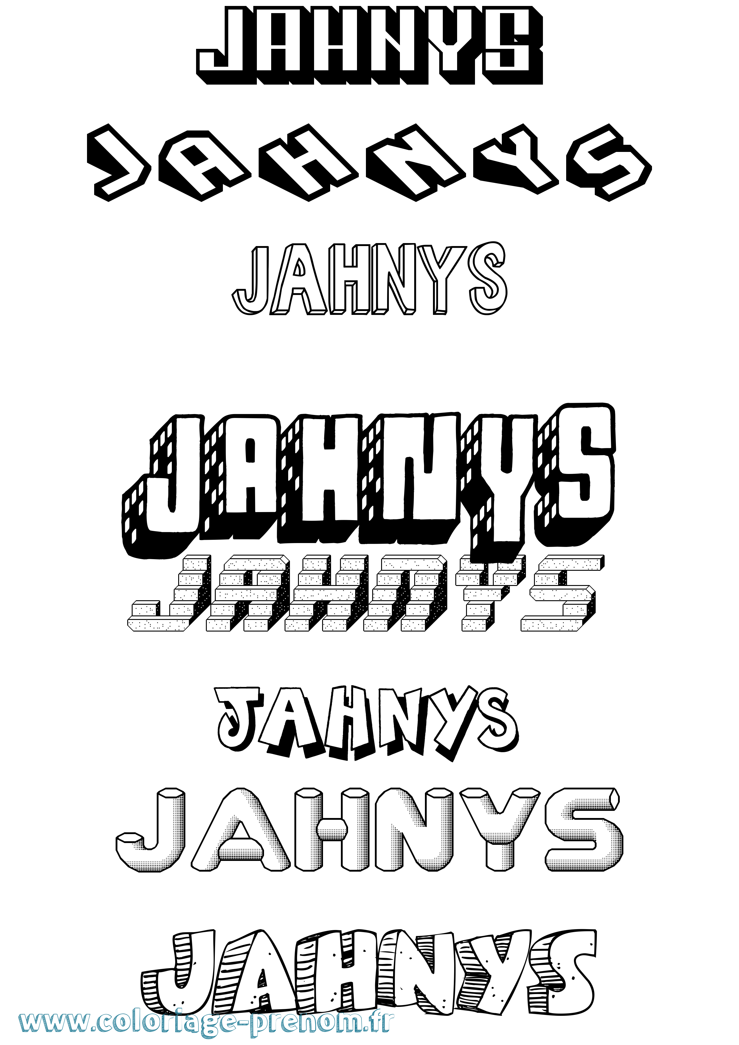 Coloriage Jahnys Effet 3D Coloriage prénom Jahnys Effet 3D