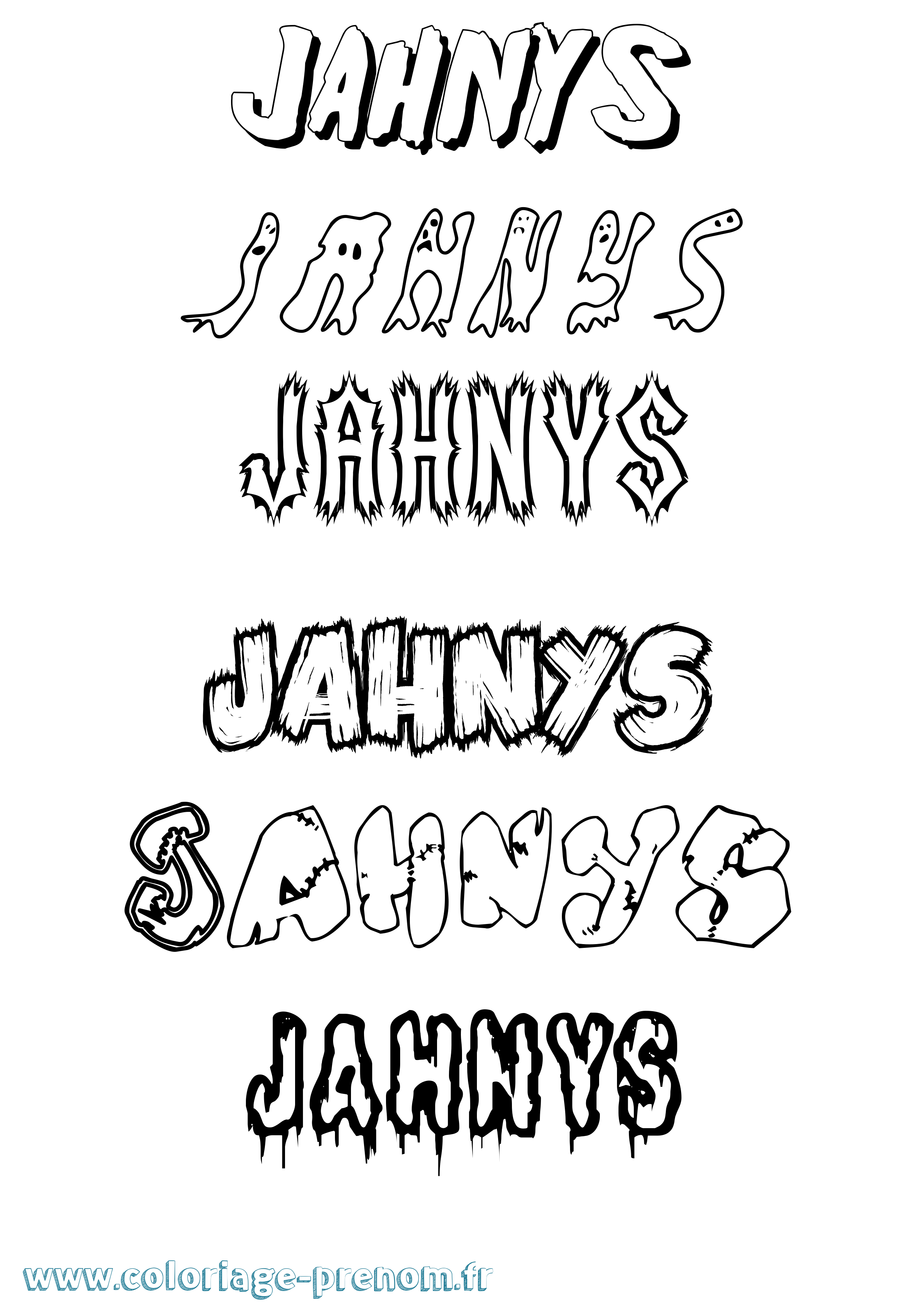 Coloriage Jahnys Frisson Coloriage prénom Jahnys Frisson