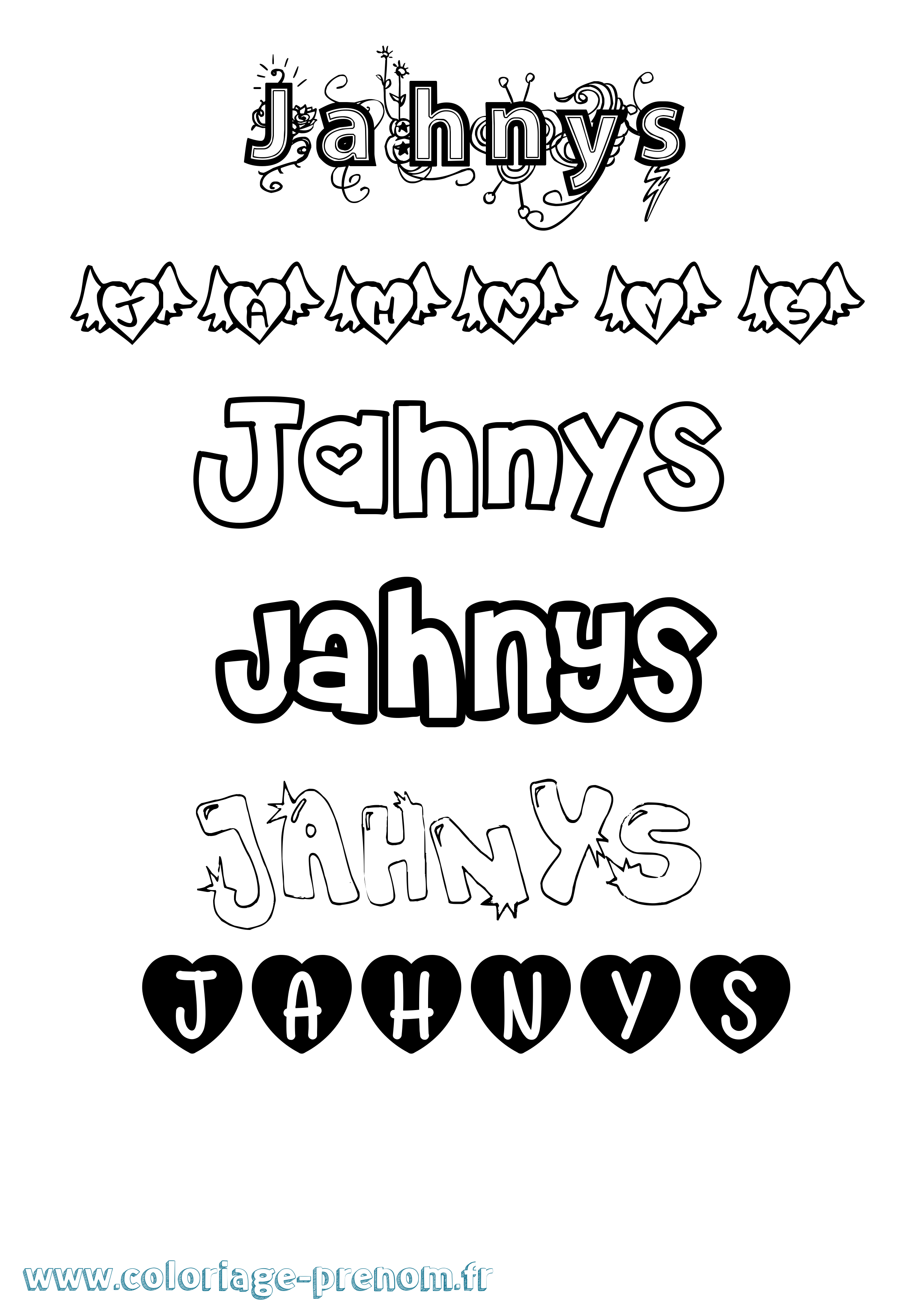 Coloriage Jahnys Girly Coloriage prénom Jahnys Girly