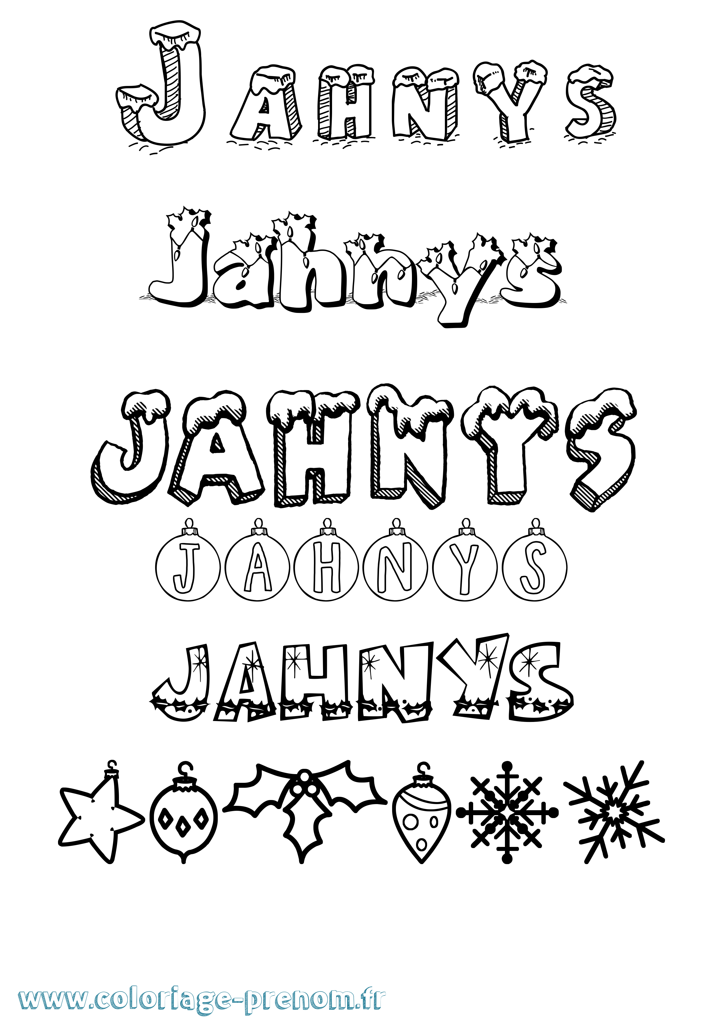 Coloriage Jahnys Noël Coloriage prénom Jahnys Noël