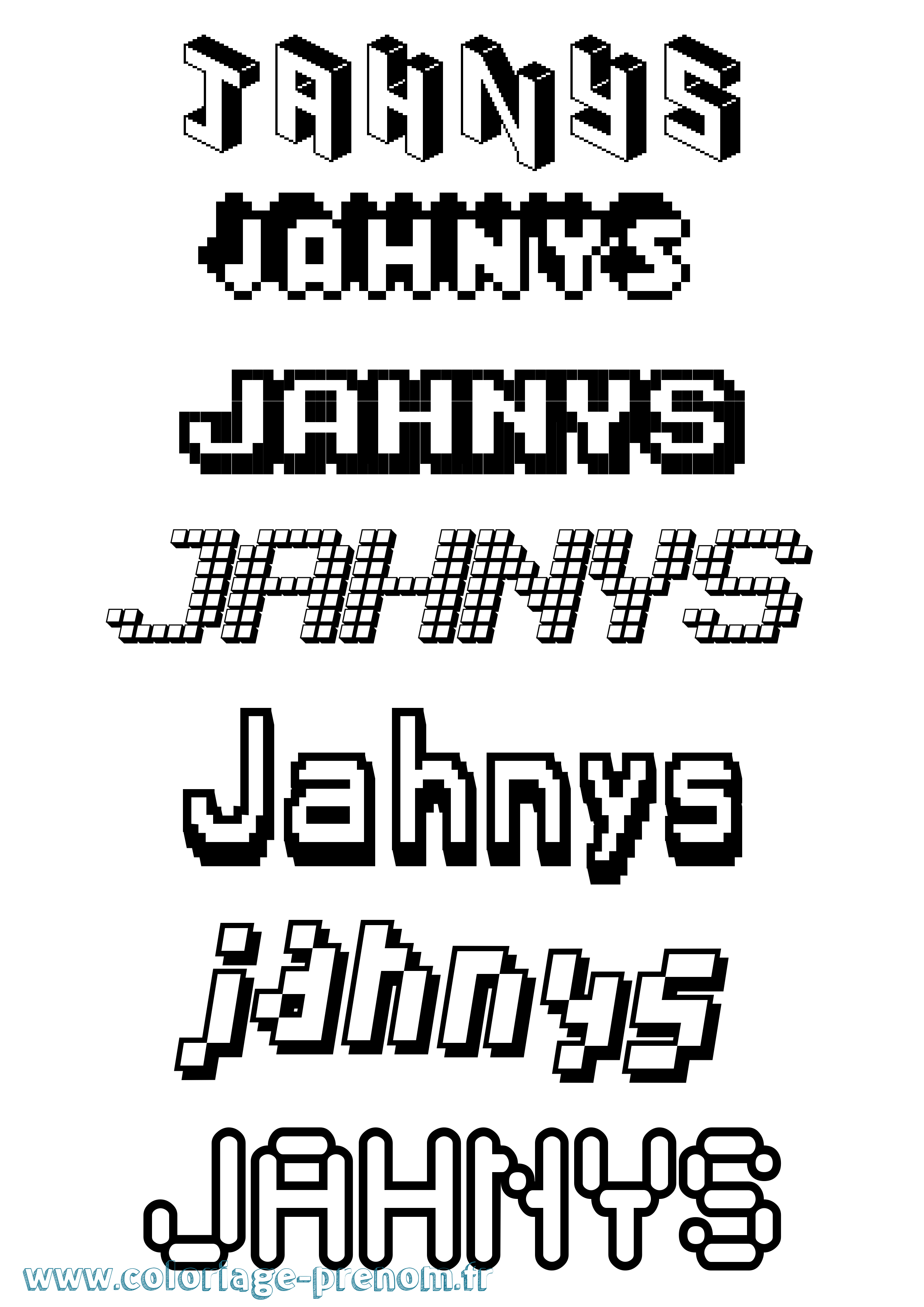 Coloriage Jahnys Pixel Coloriage prénom Jahnys Pixel