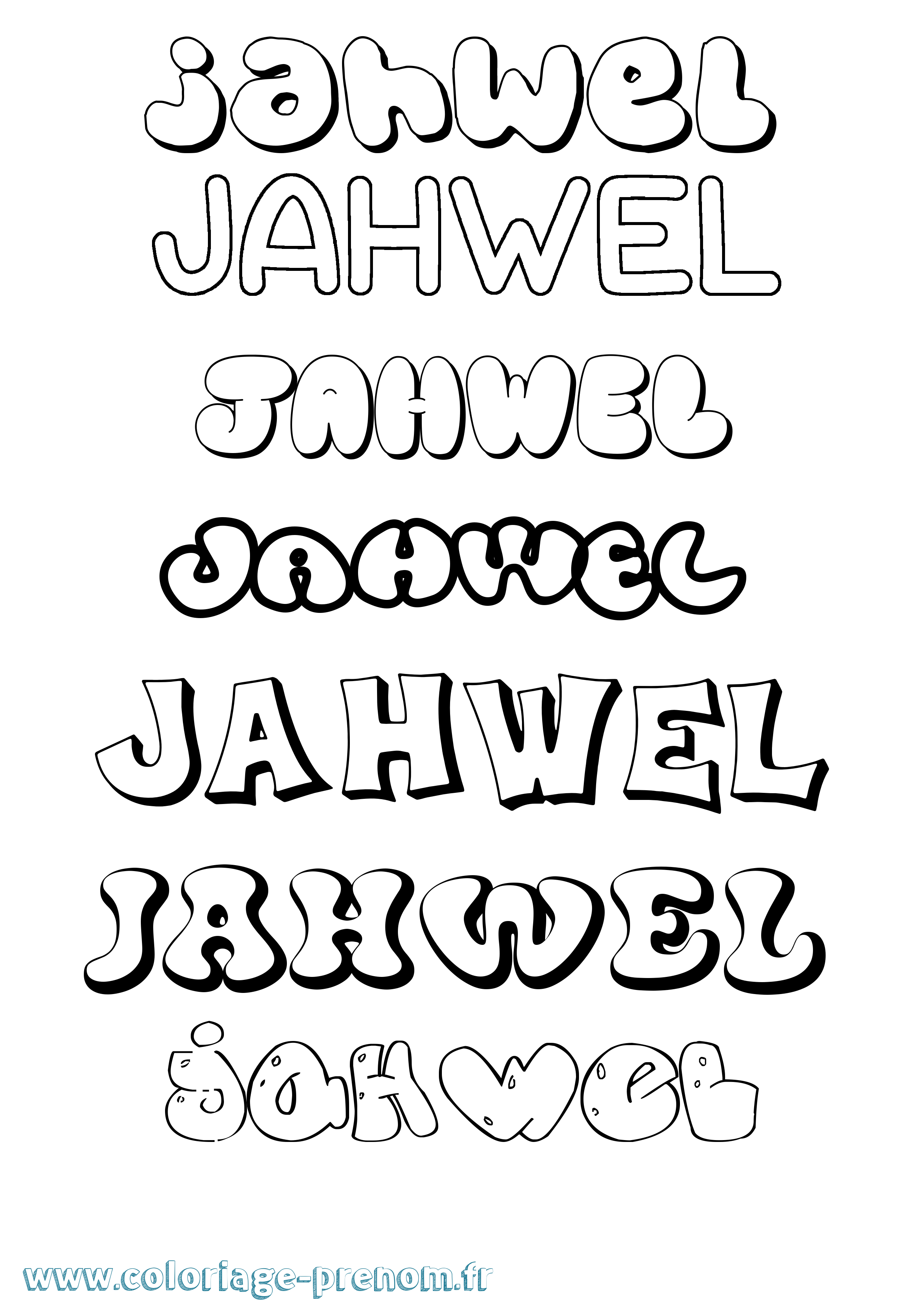 Coloriage Jahwel Bubble Coloriage prénom Jahwel Bubble