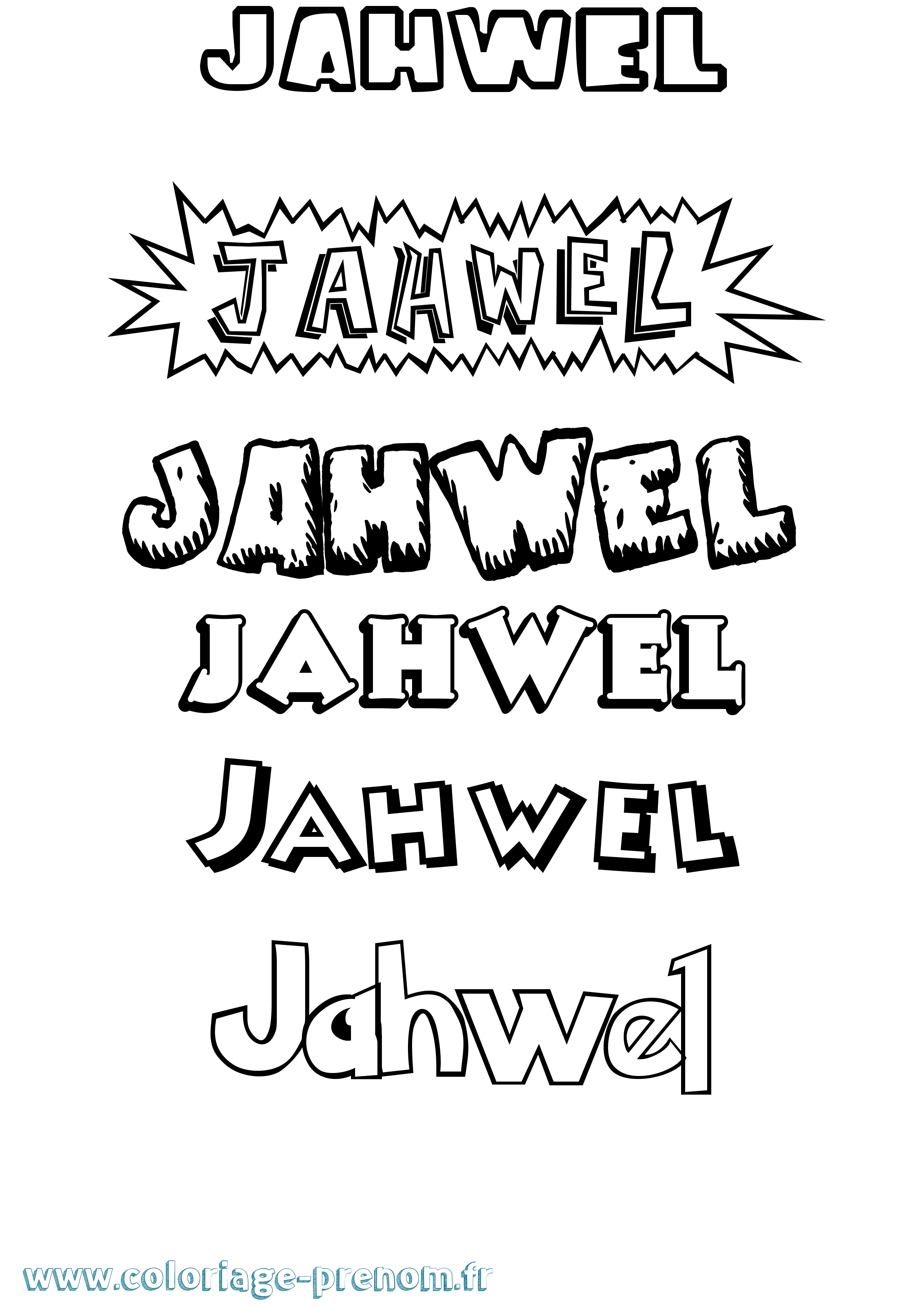 Coloriage prénom Jahwel Dessin Animé