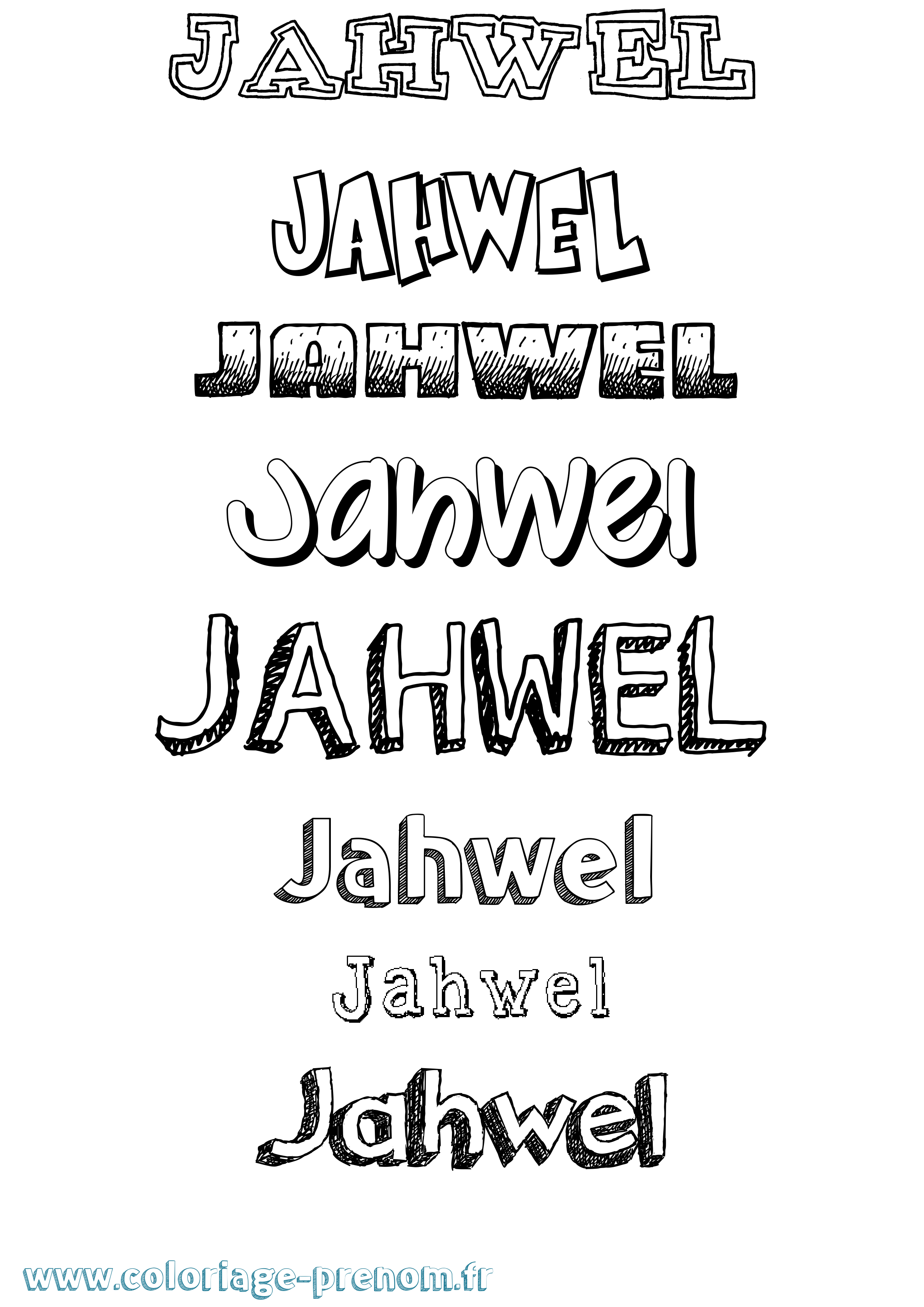 Coloriage prénom Jahwel Dessiné