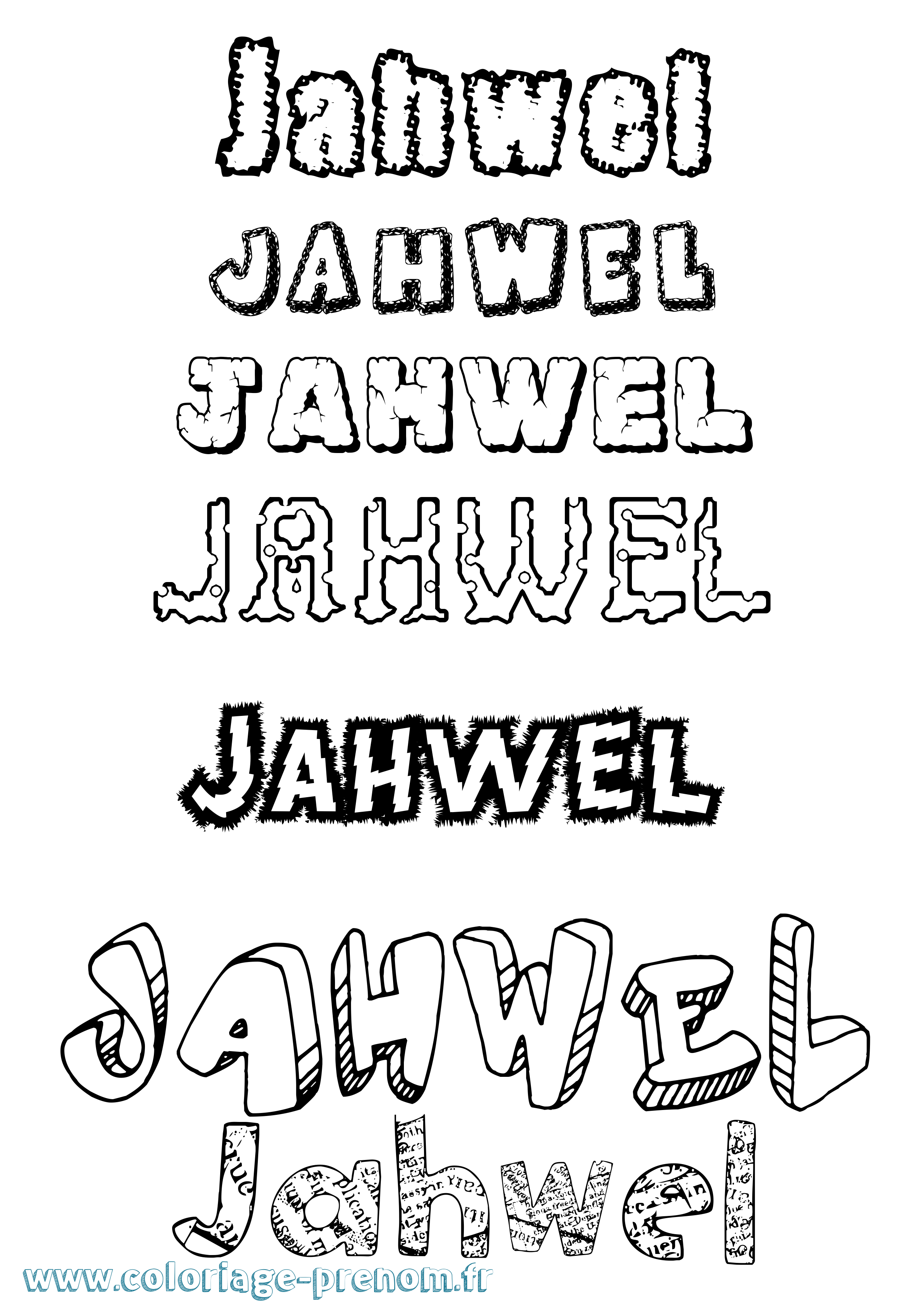 Coloriage prénom Jahwel Destructuré