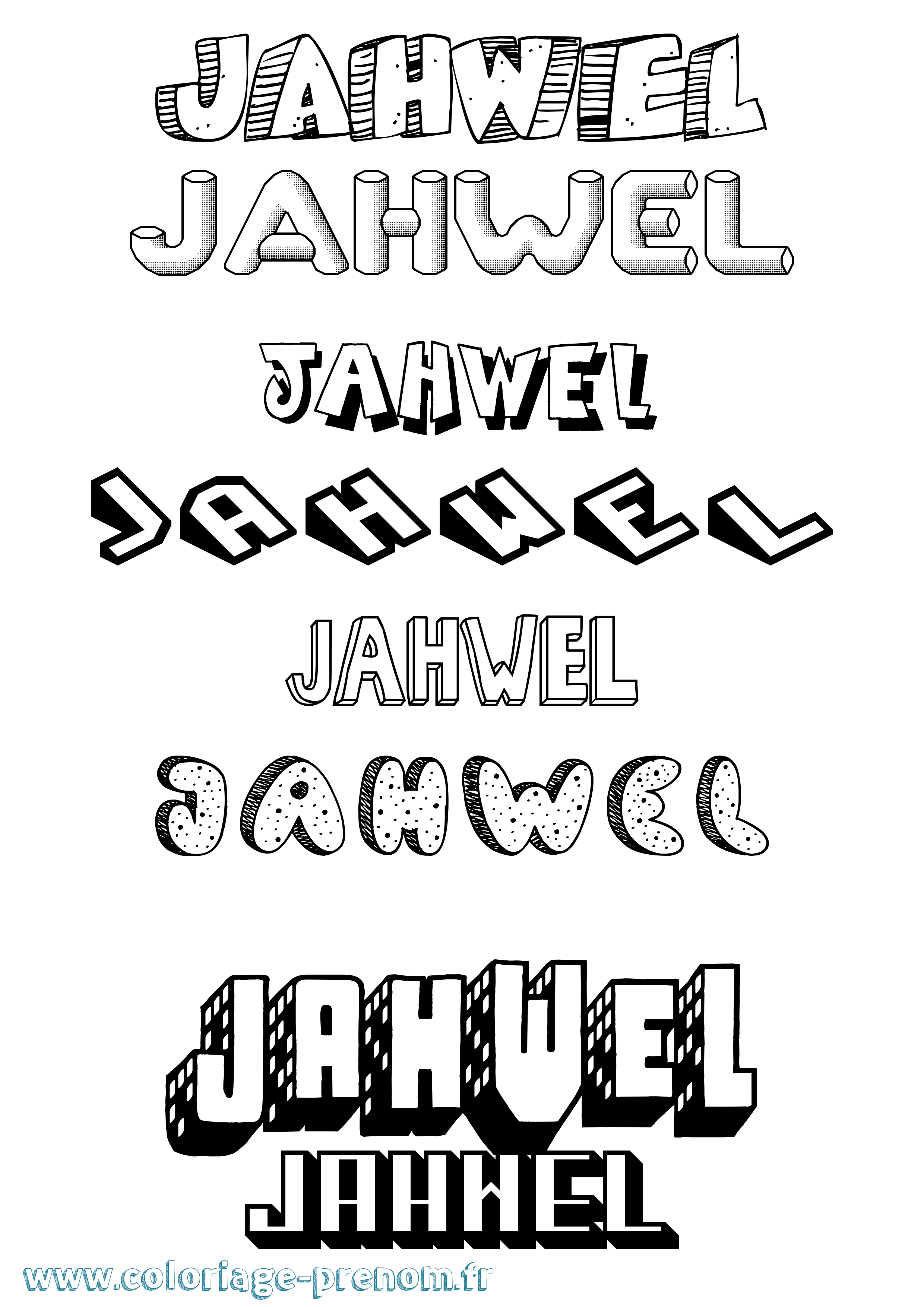 Coloriage prénom Jahwel Effet 3D