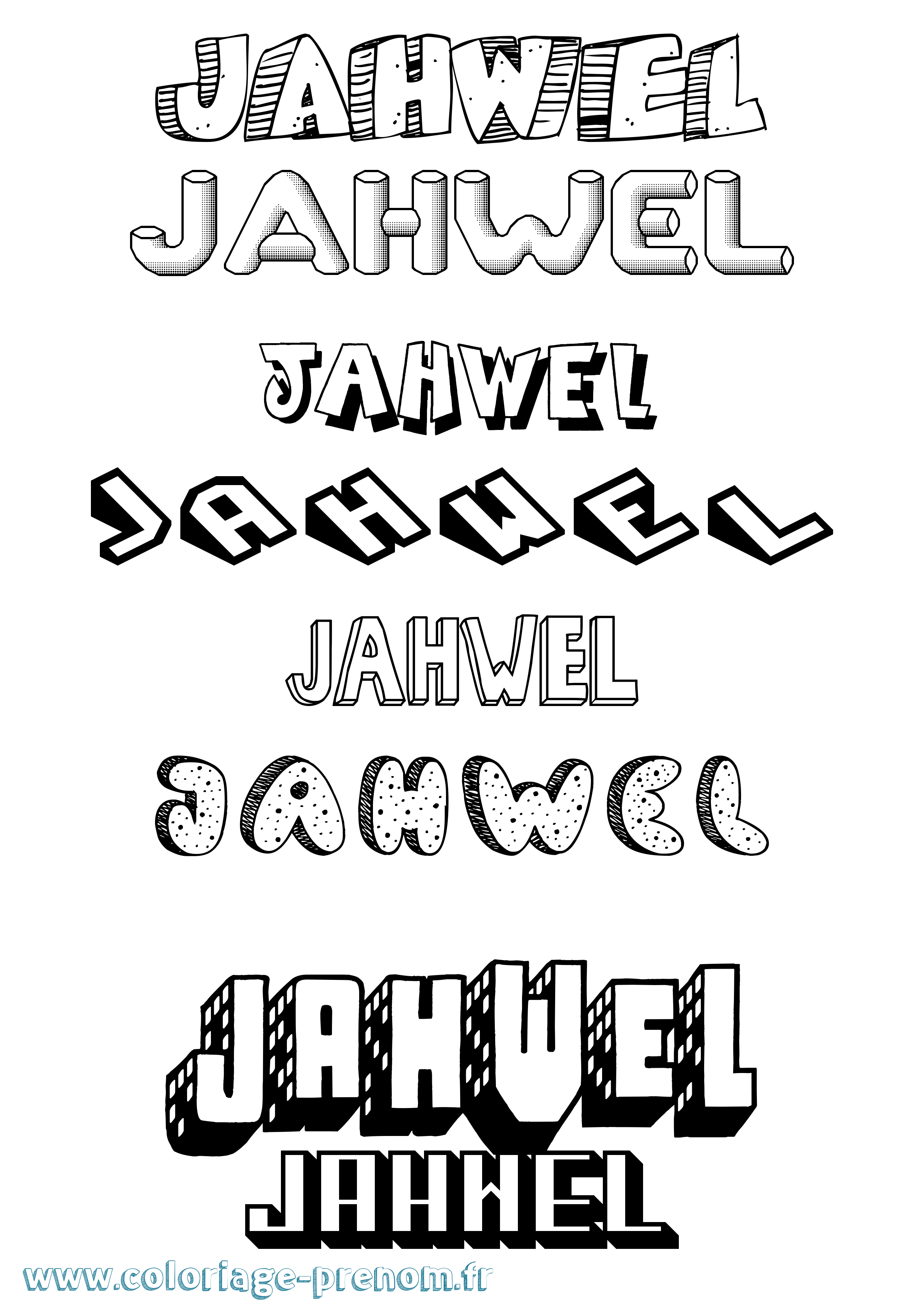 Coloriage Jahwel Effet 3D Coloriage prénom Jahwel Effet 3D