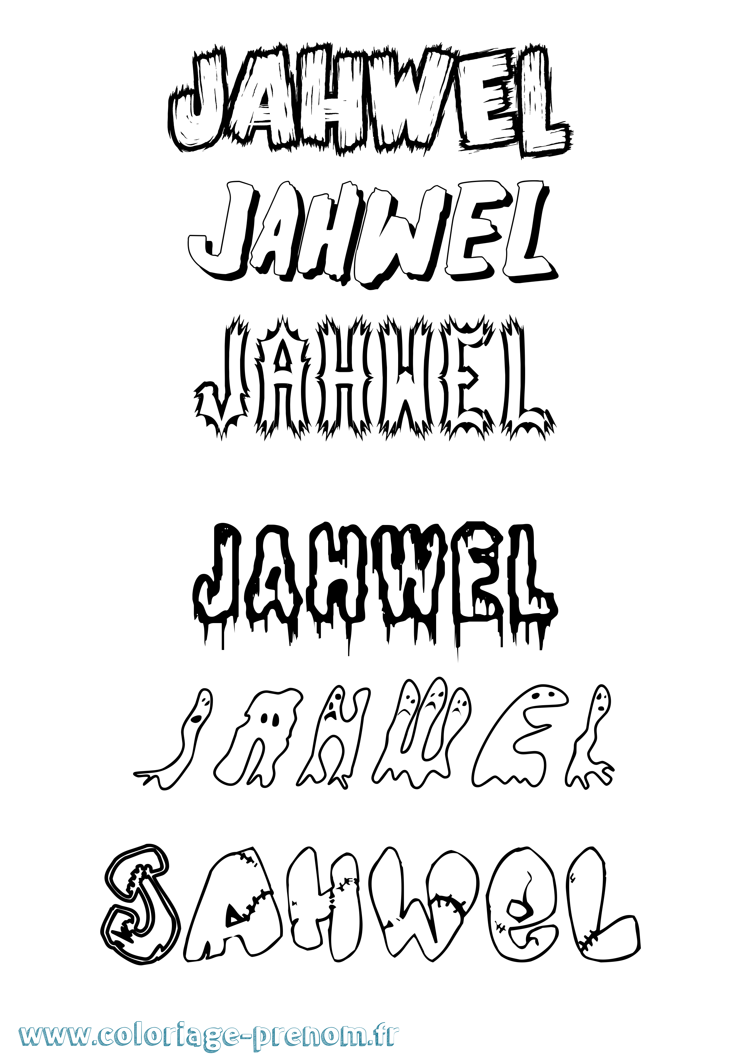 Coloriage Jahwel Frisson Coloriage prénom Jahwel Frisson