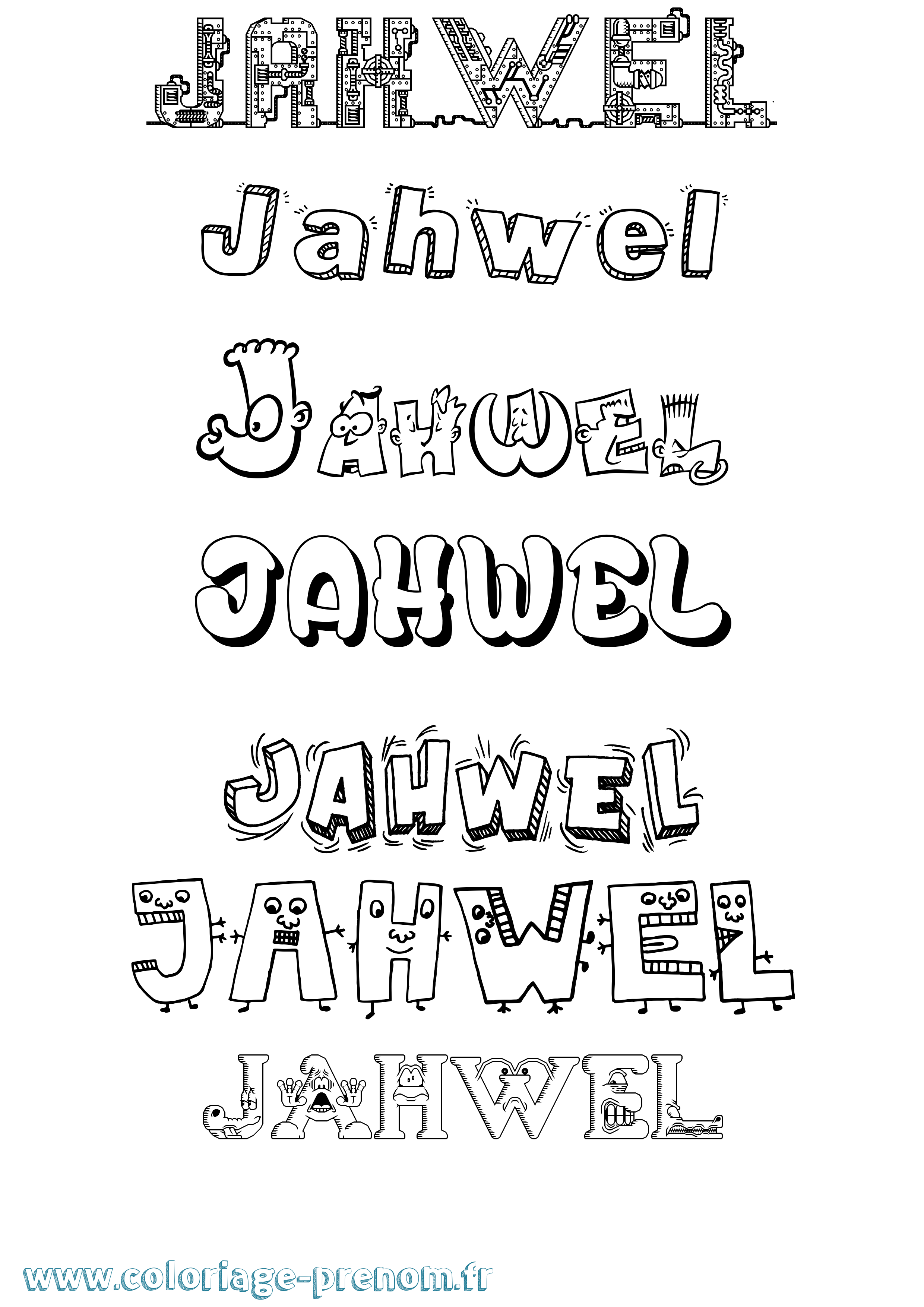Coloriage prénom Jahwel Fun